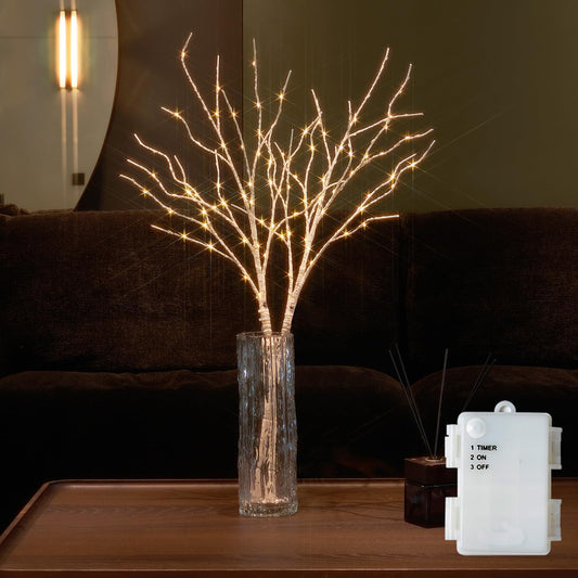 Fudios Birch Branch Lights with Timer for vase 100 LED Lighted Willow Twig 32IN Tall Battery Operated Home Party Indoor Outdoor use