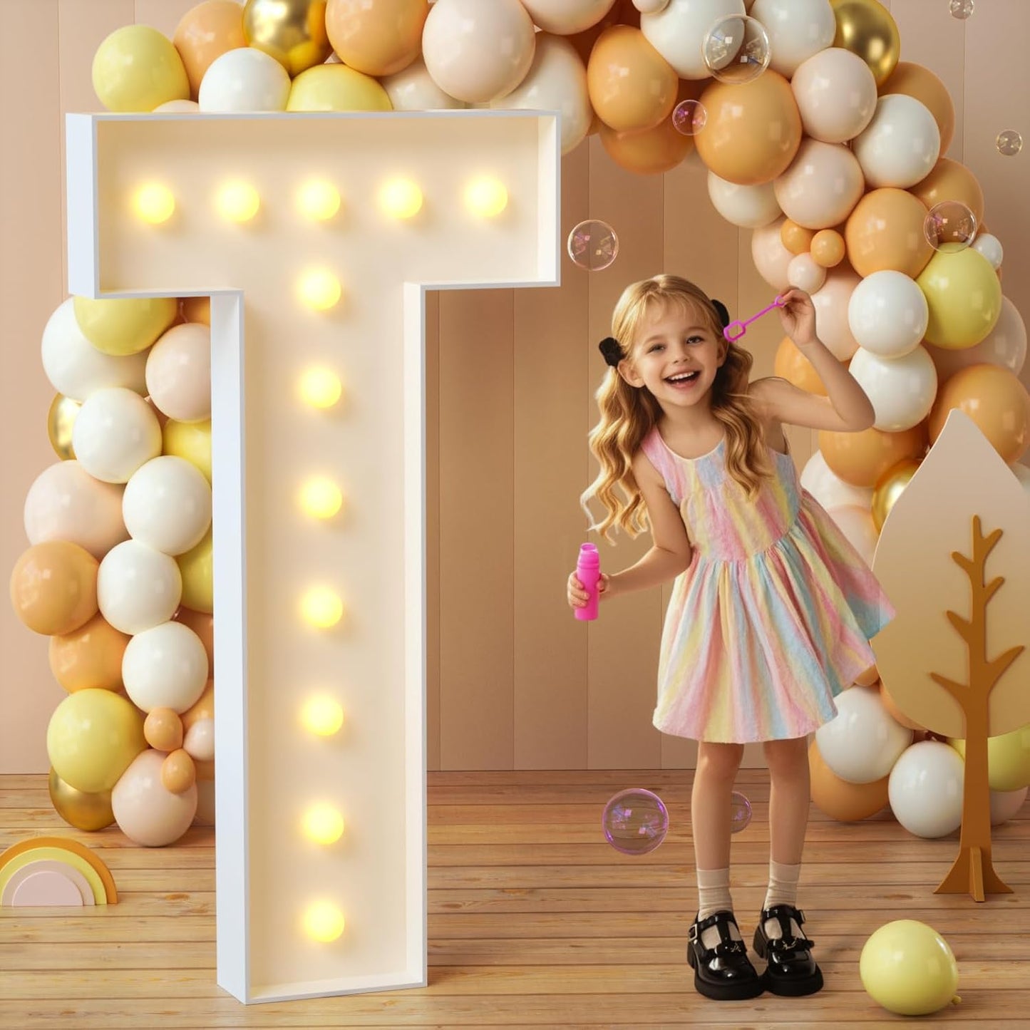 imprsv Marquee Light Up Letters, 4FT Mosaic Letters with Light for Baby Shower Graduation Party Decor, Large T for Engagement Wedding Party Decorations (Need to Assemble)