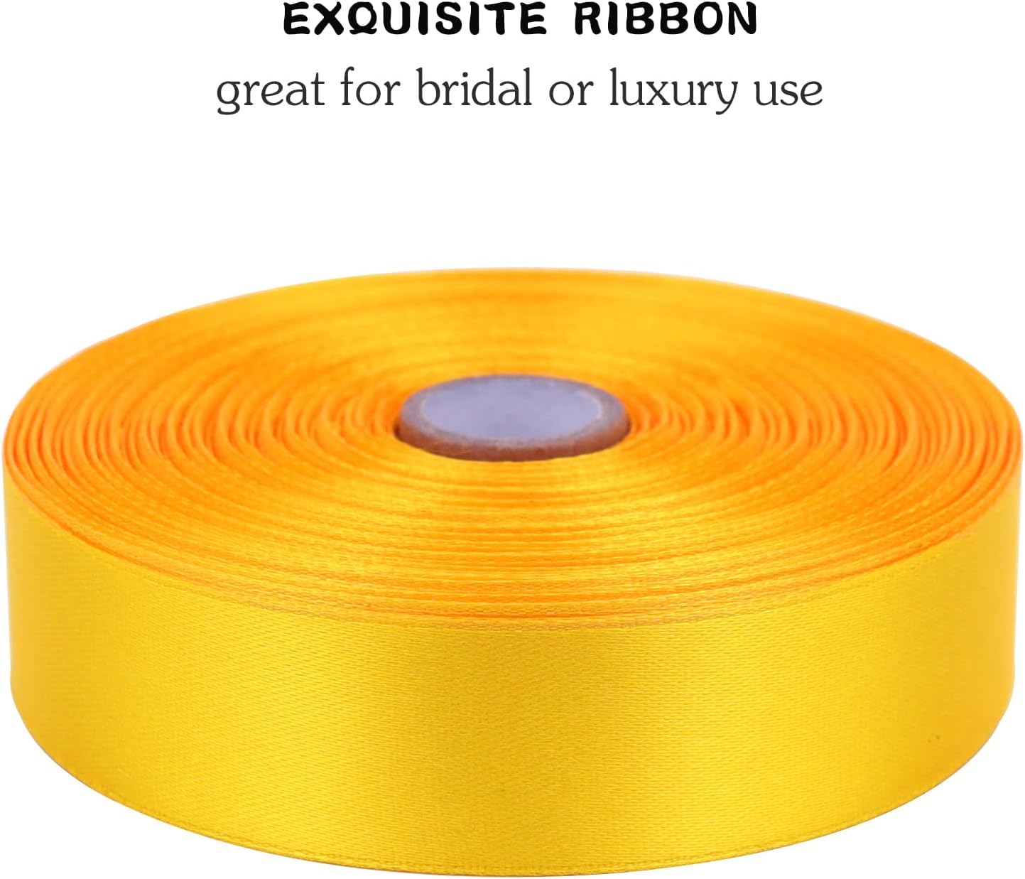 Yellow Solid Satin Ribbon 1 Inch 50 Yards Solid Polyester Fabric Ribbon for Gift Wrapping Wedding Christmas Baby Shower Birthday Party Decoration Handmade Immortal Flower Craft