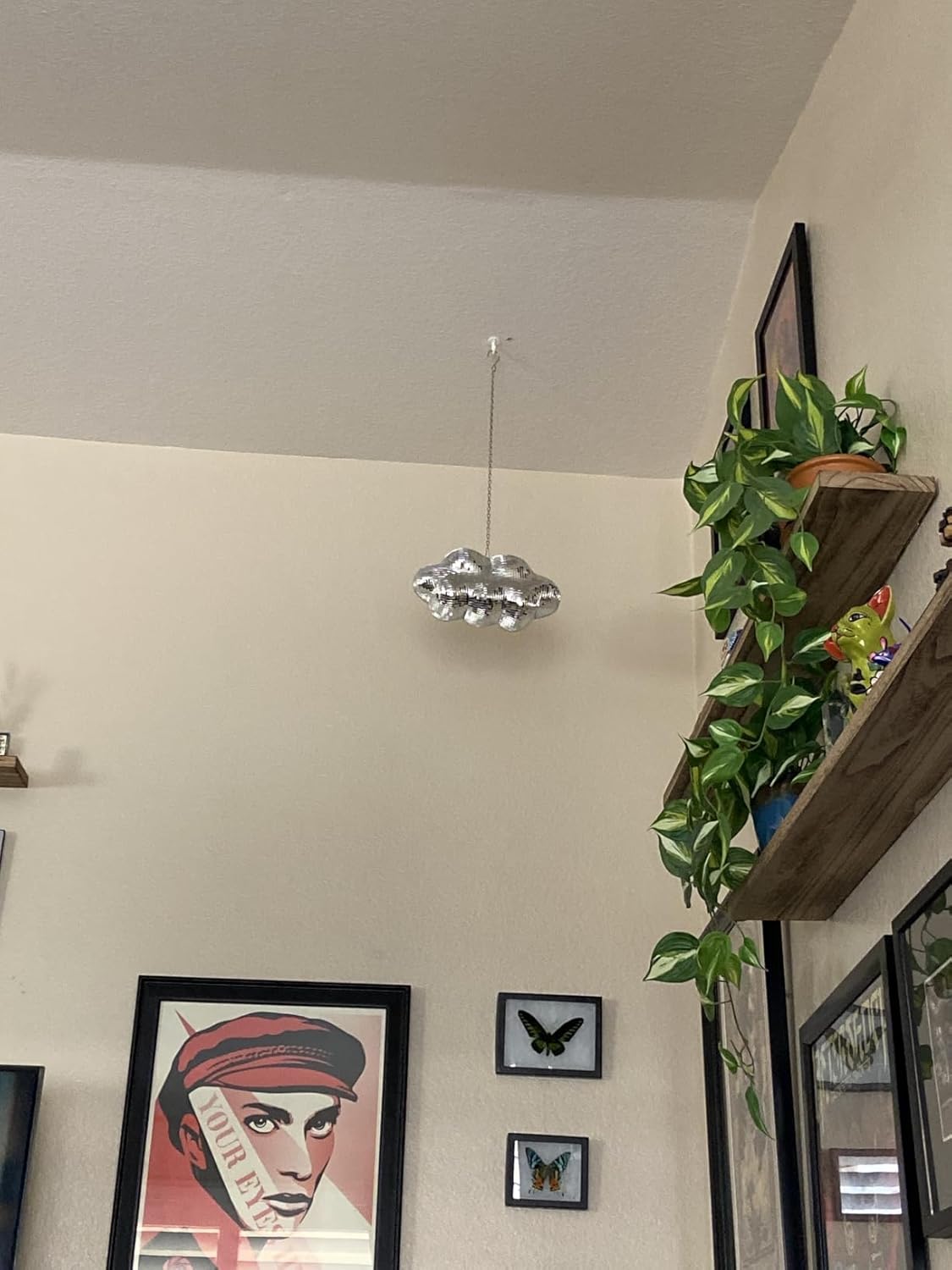 Disco Ball Cloud Shaped, Cute Hanging Party Mirror Decor with Chain, Retro Light Reflective Ball for Party Home Decor, Disco Mirror Ornaments, Silver, Design Patent