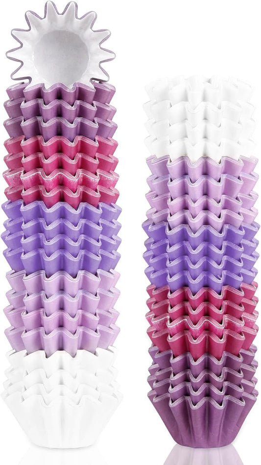 Quera 200Pcs Purple Grease-Resistant Mini Cupcake Liners Wedding Muffin Baking Cups Baby Shower Cupcake Wrappers for Wedding Birthday Holiday Party or Baby Shower(1.18 x 1.18 in)