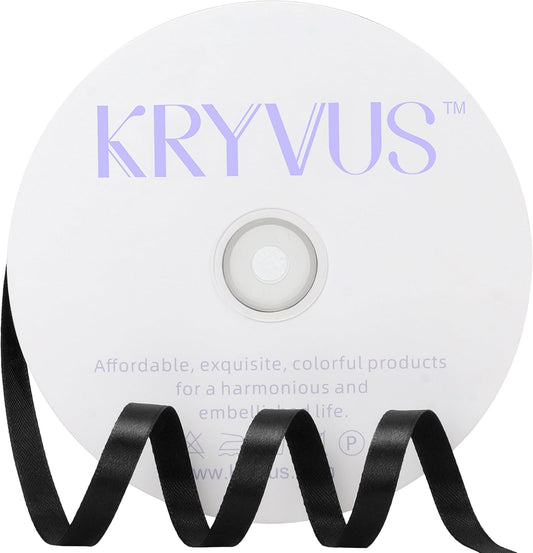 Black Satin Ribbon 3/8 inch X Continuous 100 Yards, Single Face Polyester Ribbon Perfect for Gift Wrapping, Flower Bouquet, Wedding Decor, Crafts, Bow Making, Sewing and More