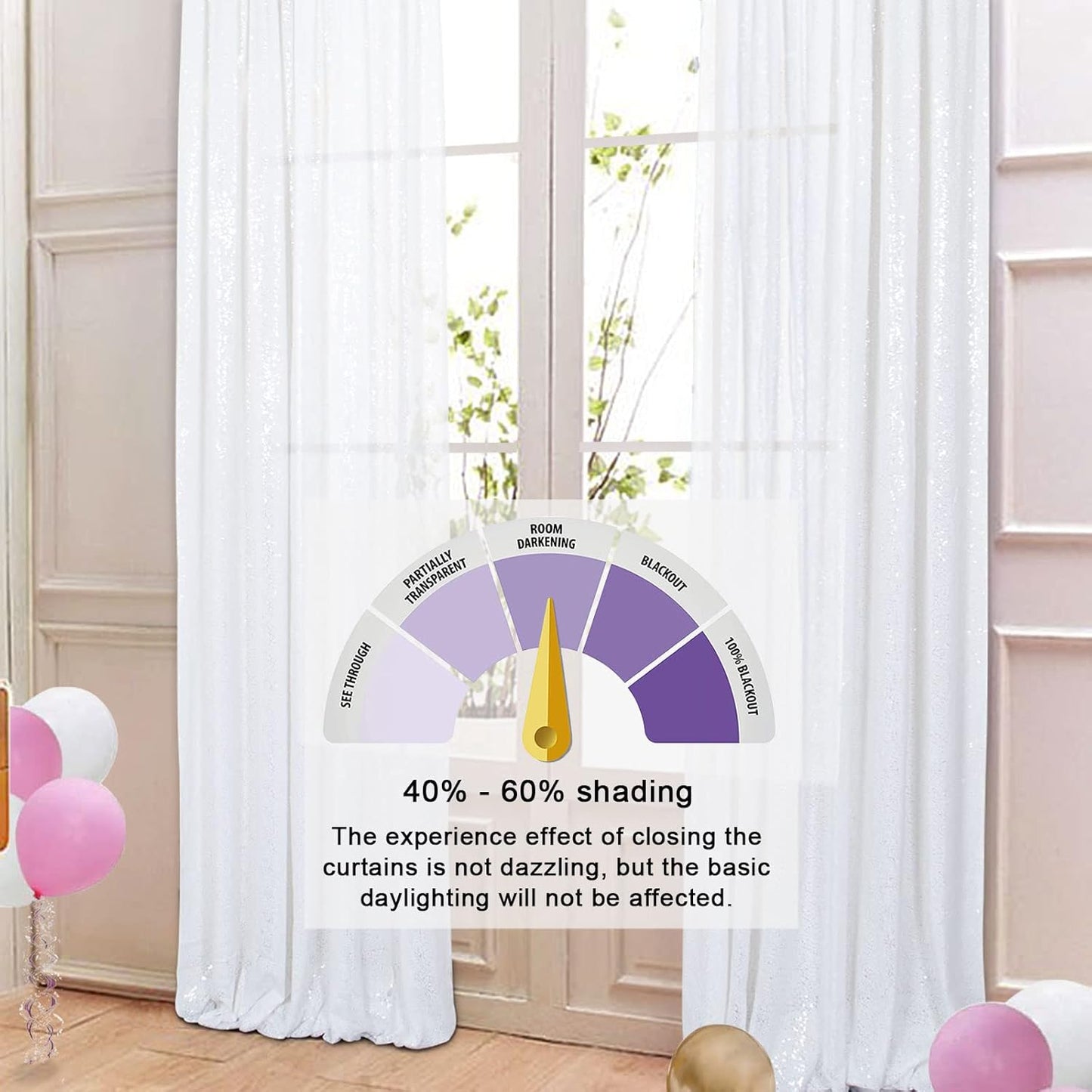 ShinyBeauty 10x10FT White Sequin Photo Backdrop - Sparkly Glitter Background for Photography, Baby Showers, Birthdays, Weddings & Party Decor