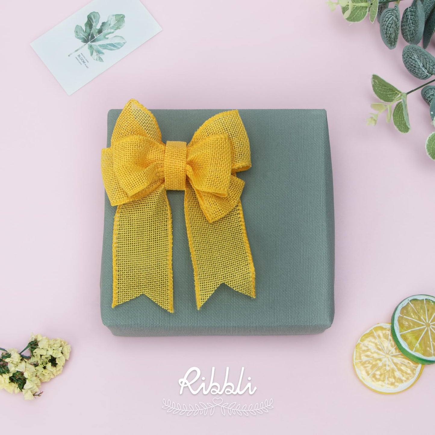 Ribbli Yellow Burlap Wired Ribbon, 1-1/2” Inch x Continuous 20 Yard, Yellow Wired Ribbon for Wreaths,Big Bows,Tree Decoration,Outdoor Decoration