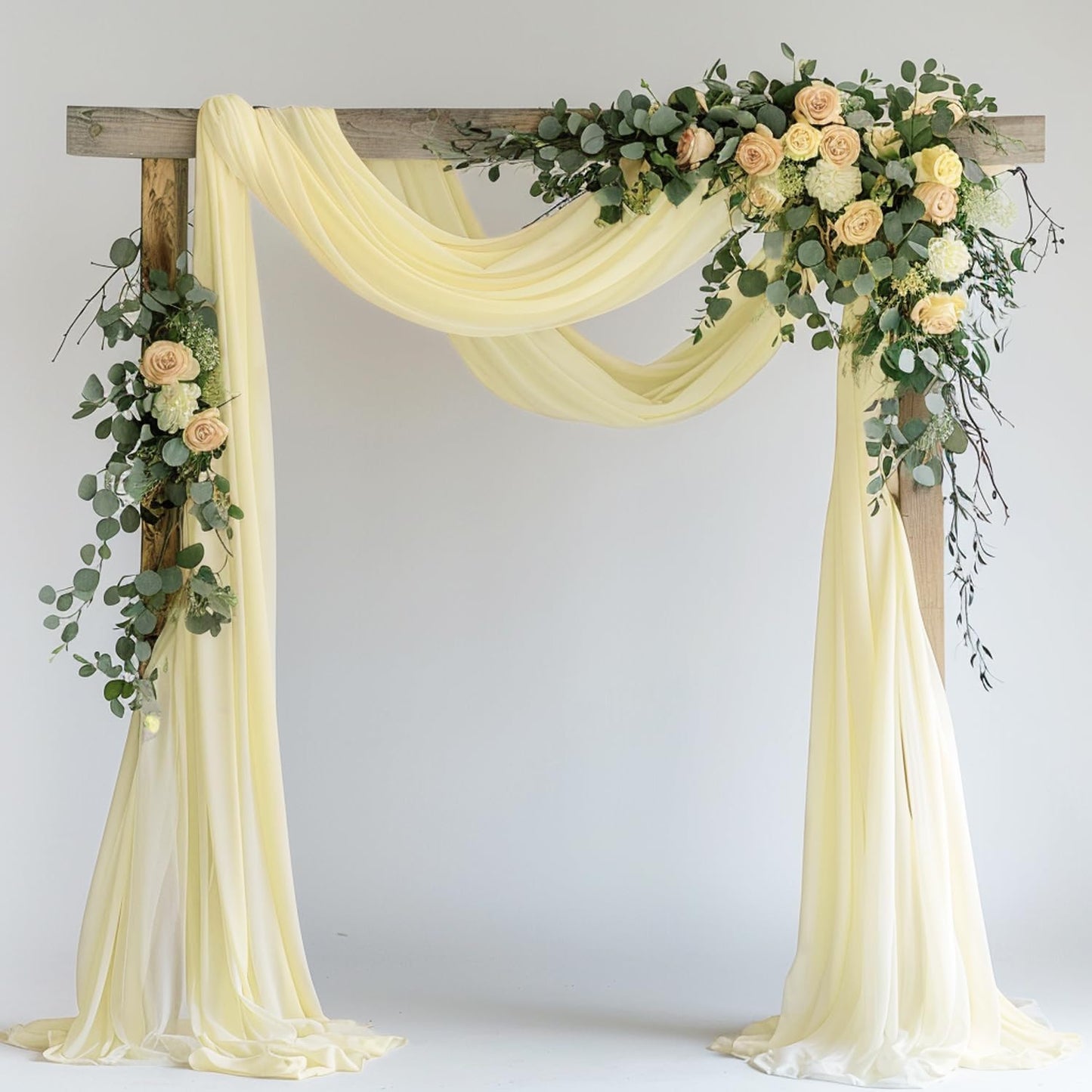 Wokceer Wedding Arch Draping Fabric 28.7" x 20FT Beige Sheer Drapes Backdrop for Wedding Ceremony, Birthday Party, Bridal Shower Decoration