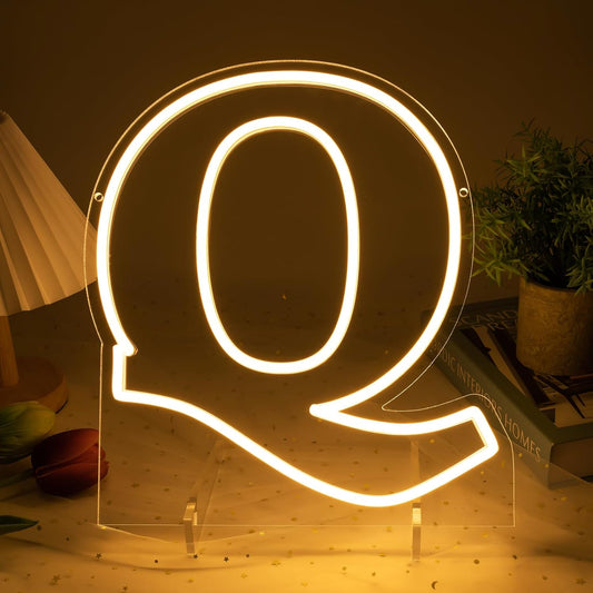 Light Up Letters Q, Led Marquee Letter Lights Neon Sign, 13.9" Height Decorative Lighted Alphabet Number, Battery/USB Powered Led Letters Lights for Wedding, Birthday, Party, Christmas or Home Decor