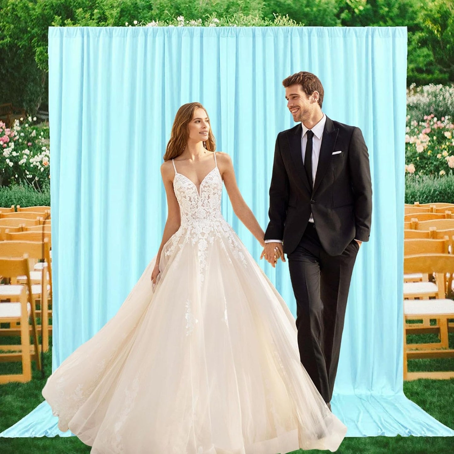 2 Panels Lake Blue Backdrop Curtain, 10 x 7 Feet Background Curtains for Parties, Weddings, Baby Showers, Bachelorette Halloween, Christmas Birthday Party Photoshoot Backdrop Curtains Decorations