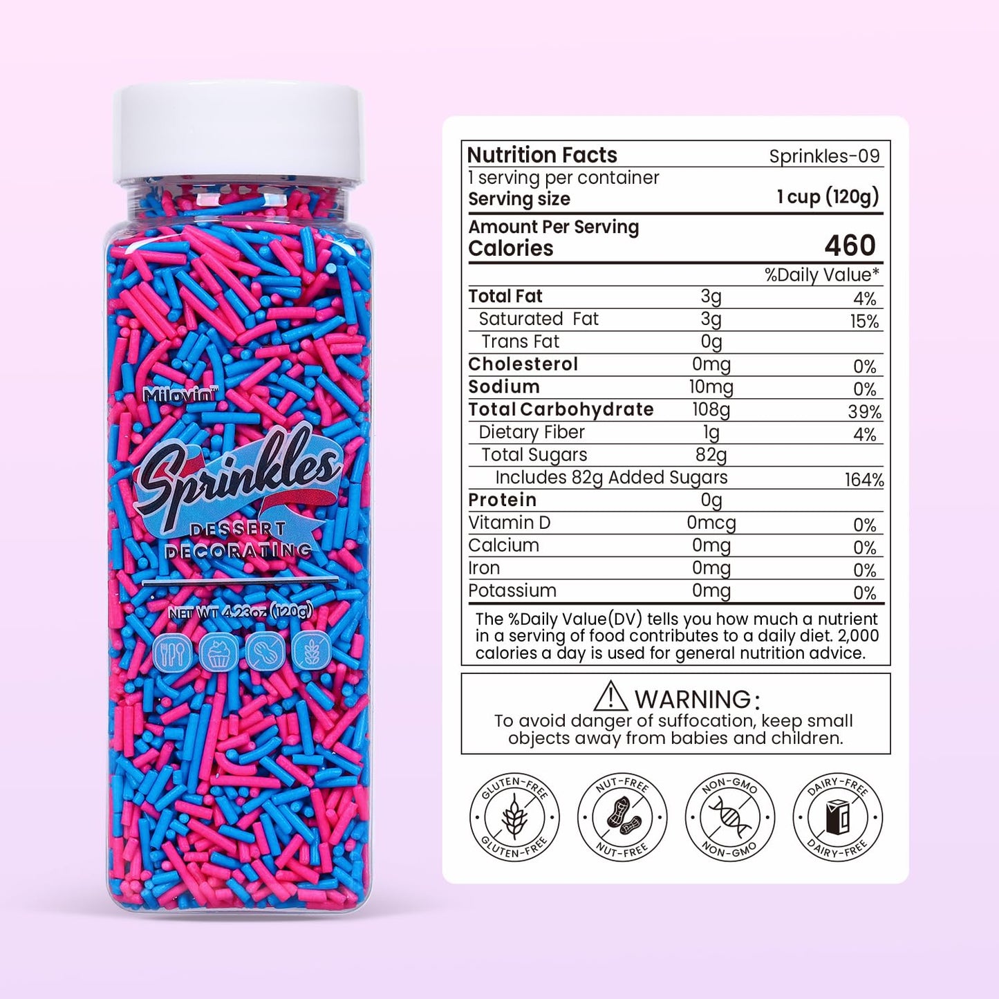 Edible Pink and Blue Sprinkles, Jimmy Sprinkles, Pink Jimmies Sprinkles, Blue Jimmies Sprinkles, Gender Reveal Sprinkles Candy for Cake, Cupcakes, Cookies, Macaron, and Ice Cream Topping(120g/4.23oz)