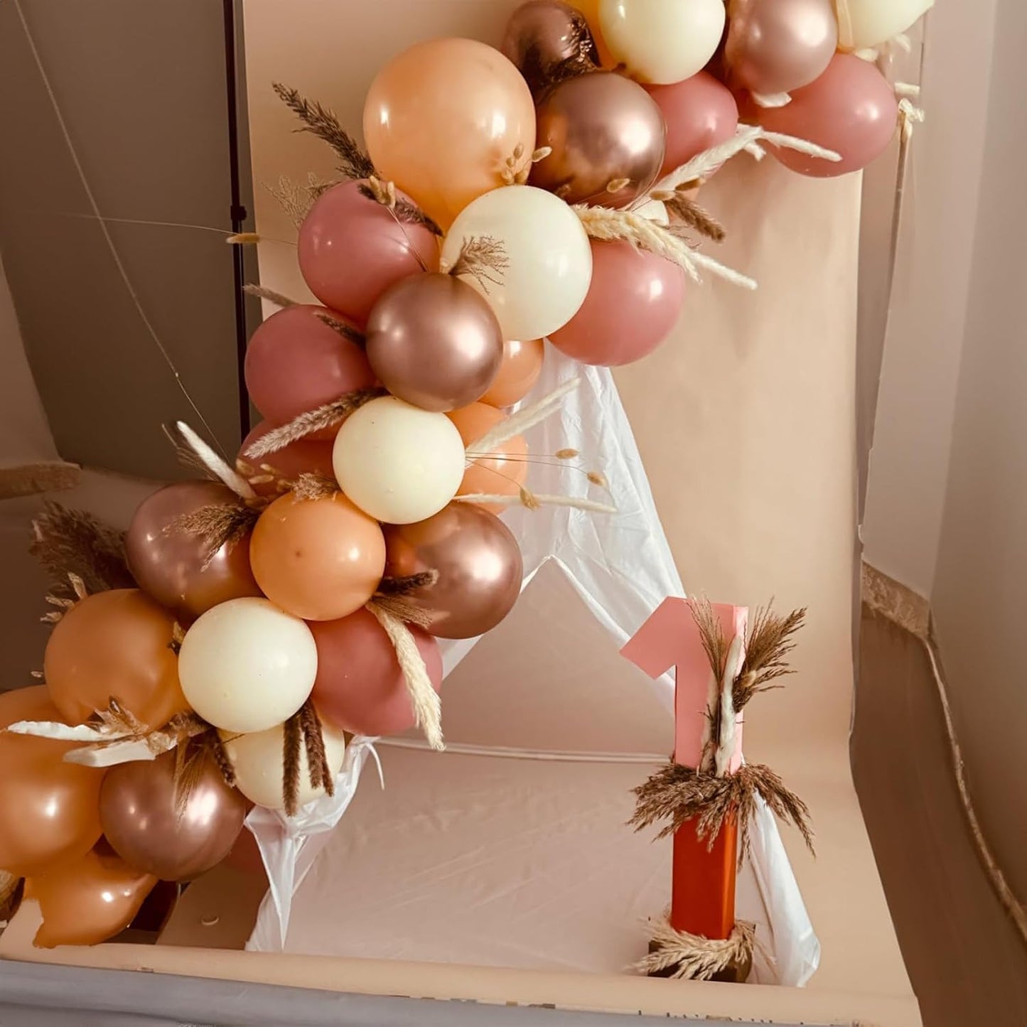 Togvu Retro Blush Pink Balloons, 60 Packs 12 Inch Dusty Pink Metallic Chrome Rose Gold White Sand Nude Balloons for Bridal Baby Shower Girls Boho Birthday Wedding Decorations Supplies Pink D-001