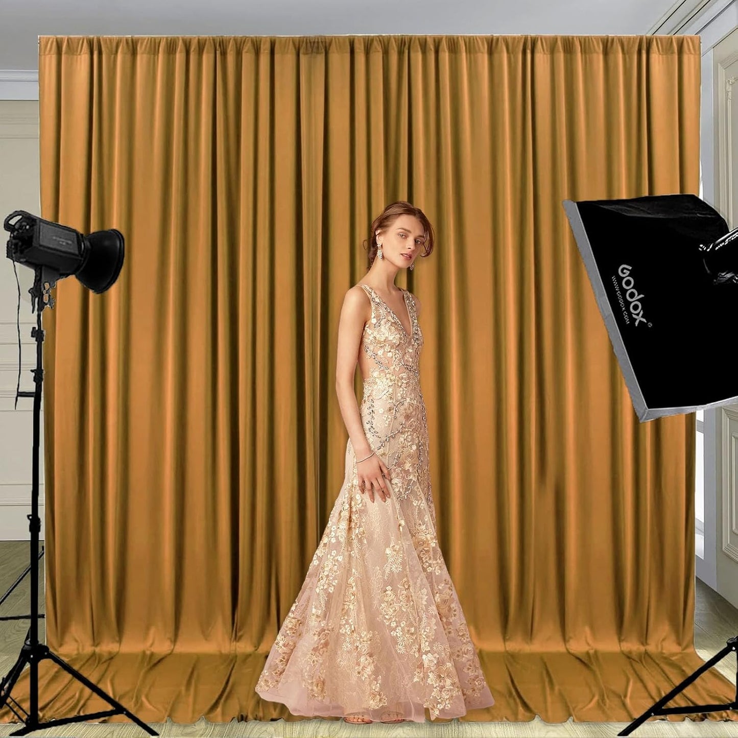 10 x 7 Feet Brown Backdrop Curtain for Partie, Background Curtains for Photoshoot, Birthday, Wedding, Halloween, Thanksgiving, Christmas Day, New Year Party Decorations 5Ft x 7Ft, 2 Panels