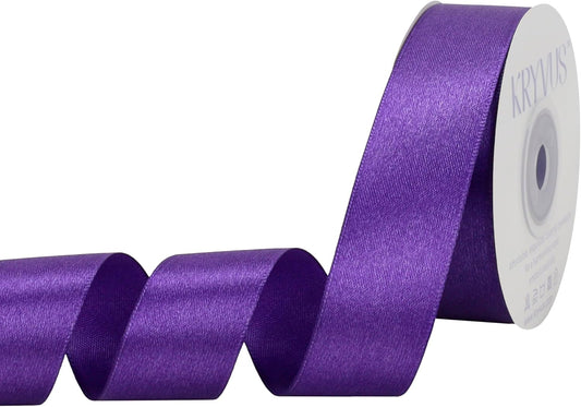 Purple Satin Ribbon 1 inch X Continuous 25 Yards, Single Face Polyester Ribbon Perfect for Gift Wrapping, Flower Bouquet, Wedding Decor, Crafts, Bow Making, Sewing and More