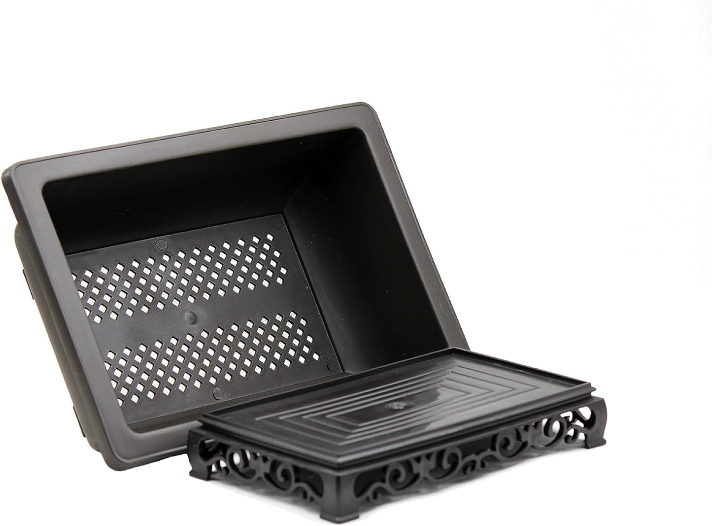 Cotta Planters Bonsai Pot – 2-Pack 14 Inch Large Bonsai Training Pot with Eelegant Stand – Rectangular Bonsai Pots with Mesh Drainage – Luxurious Bonsai Tree Pots Indoor Made with Recycled Plastic