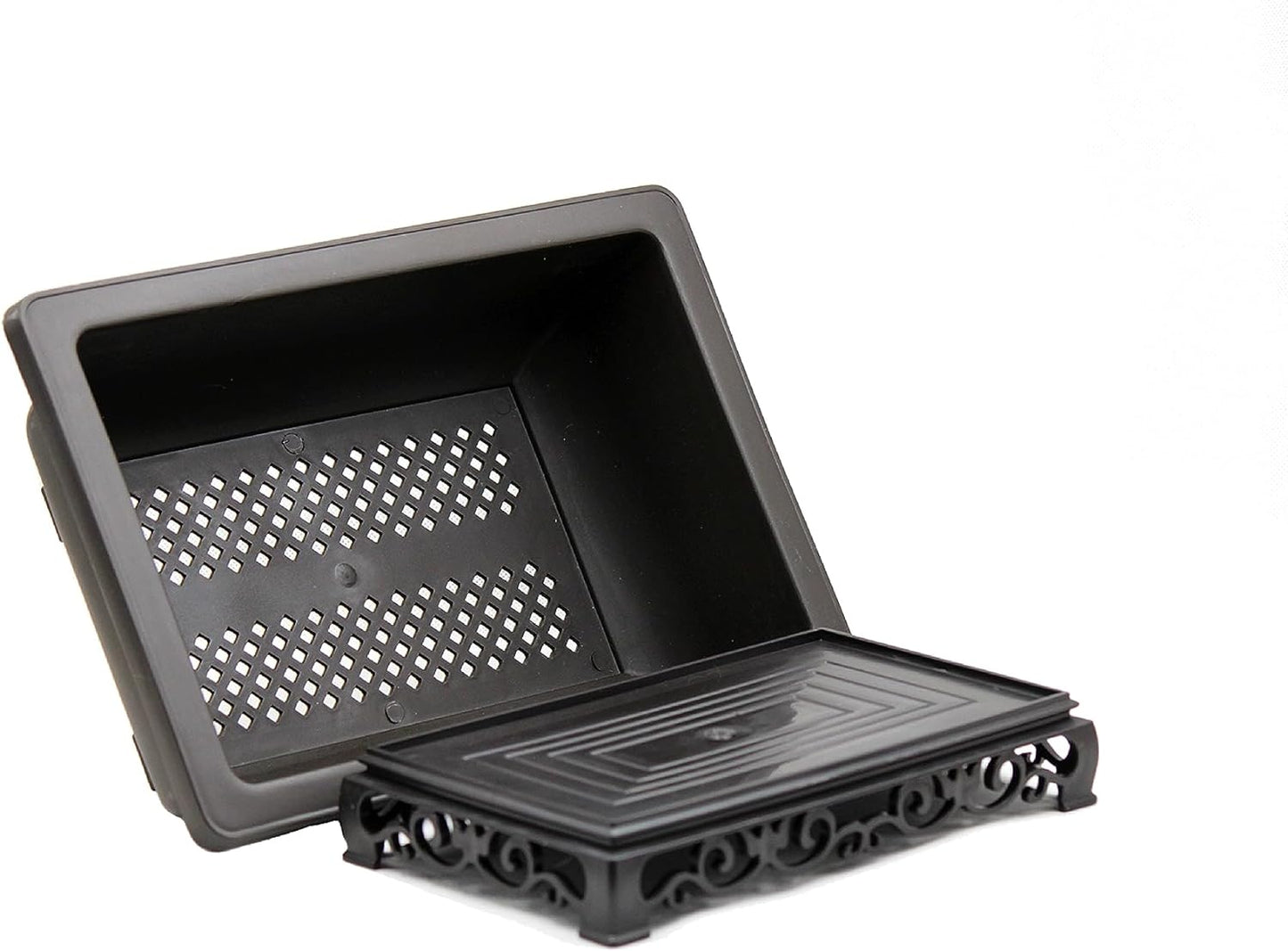 Cotta Planters Bonsai Pot - 2-Pack 9 Inch Training Pot With Elegant Stand - Antique Brown Pots With Mesh Drainage - Luxurious Indoor Tree Pots Made With Recycled Plastic