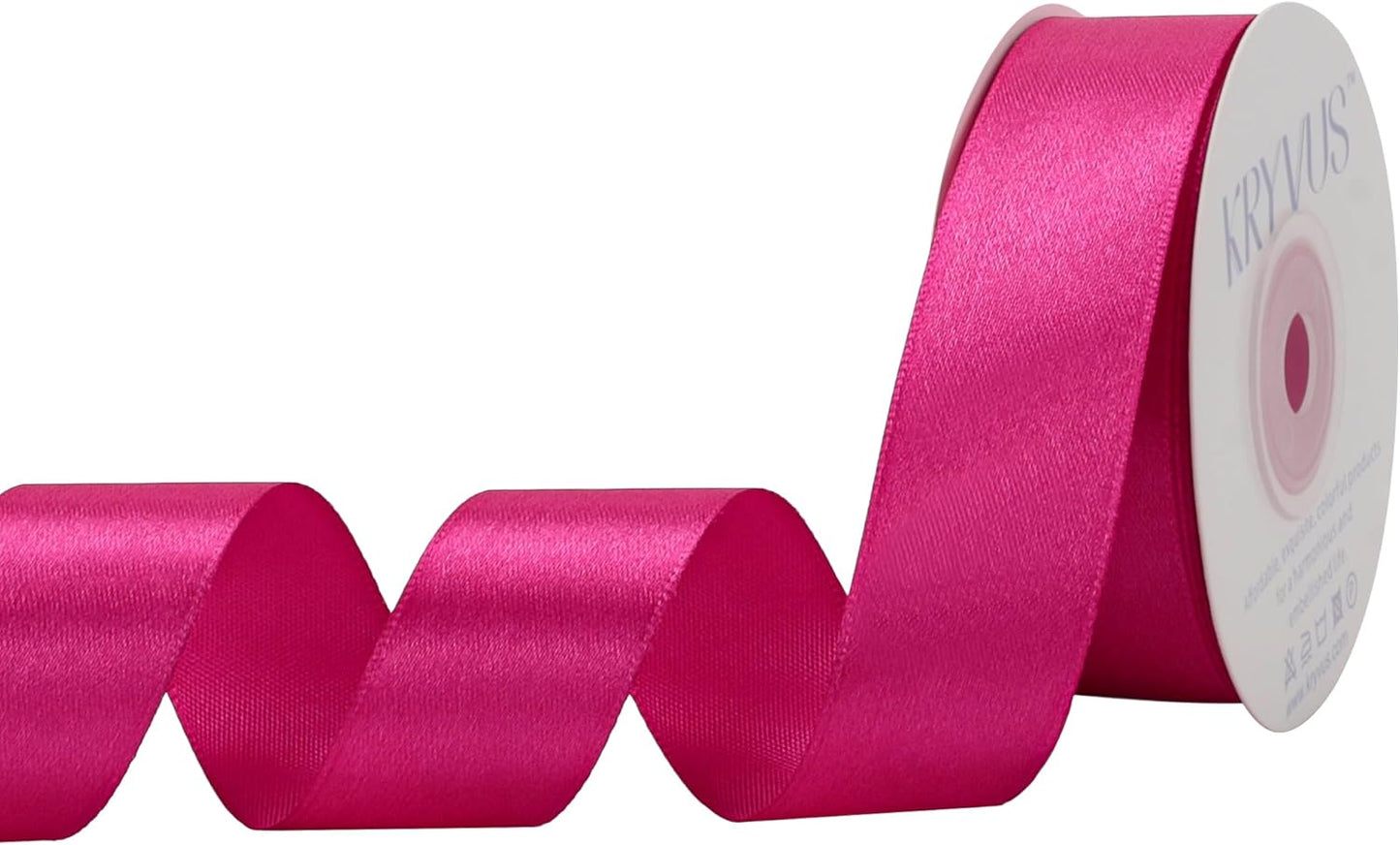 Rose Red Satin Ribbon 1 inch X Continuous 25 Yards, Single Face Polyester Ribbon Perfect for Gift Wrapping, Flower Bouquet, Wedding Decor, Crafts, Bow Making, Sewing and More