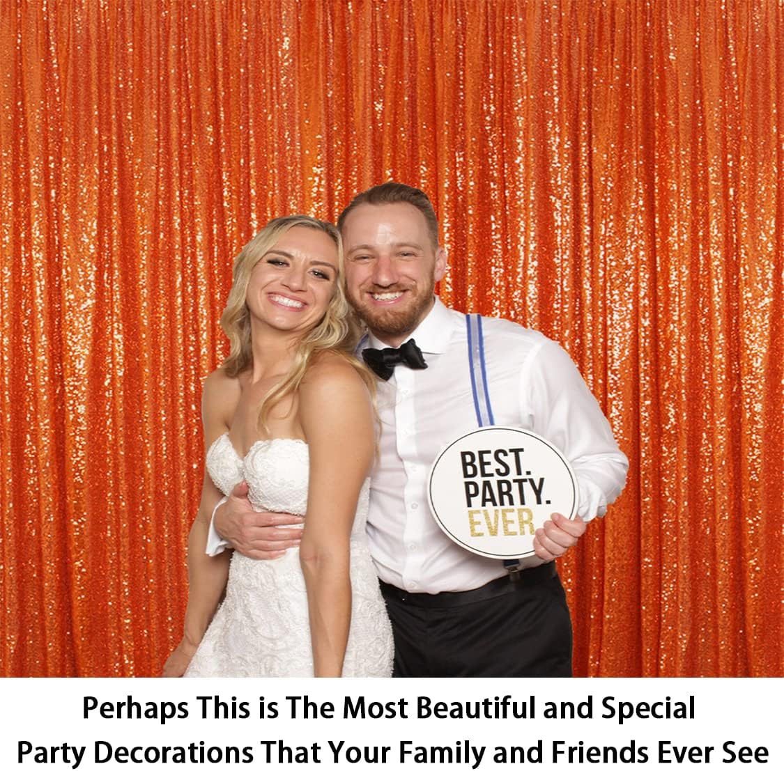 ShinyBeauty Sequin Curtains 2 Panels 4x10ft Orange Sequin Backdrop Curtains Sparkly Curtain Selfie Wall for Parties Wedding Decoration