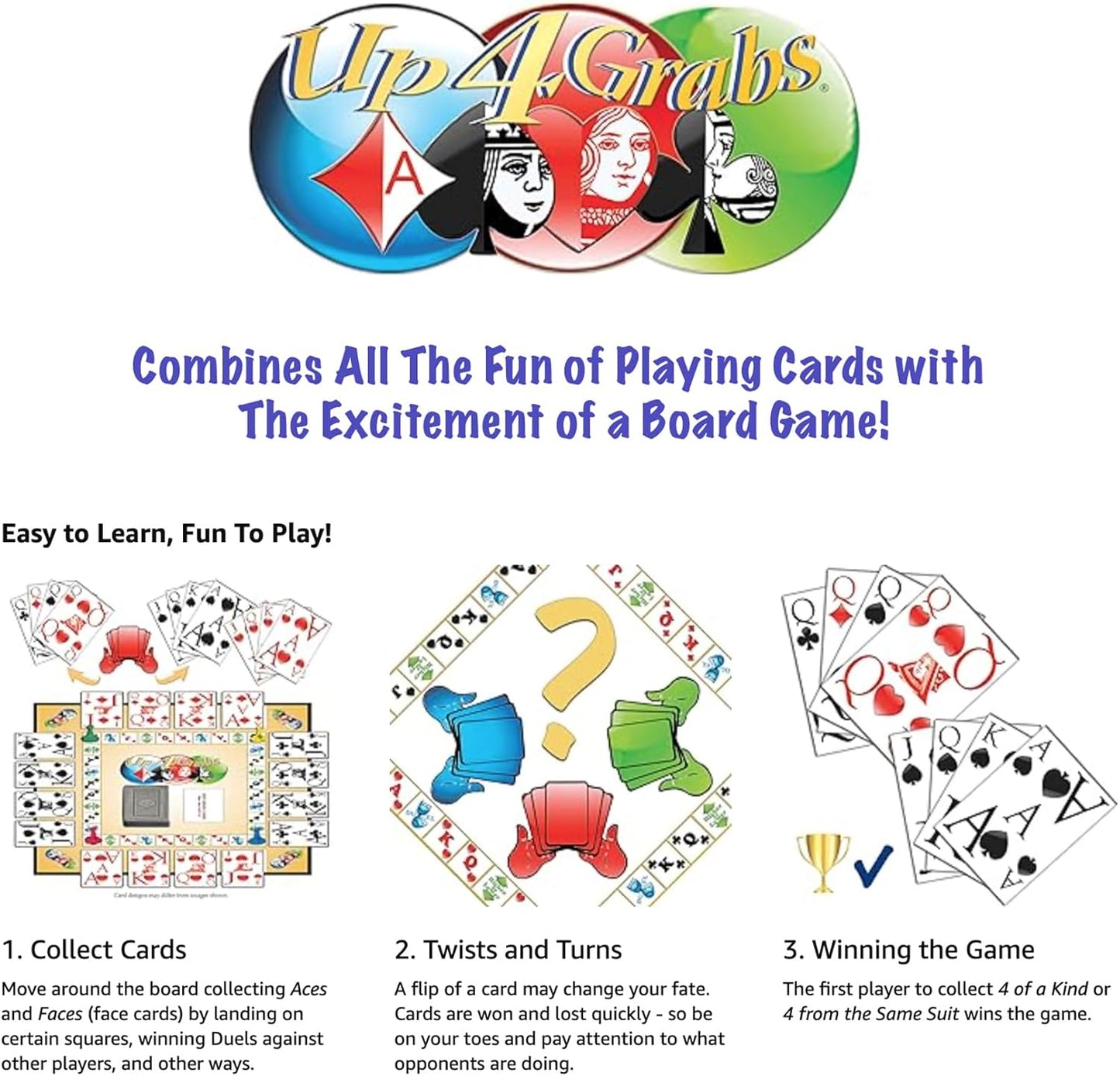 Up 4 Grabs – The Wild Card-Playing Board Game Packed with Twists and Turns – Classic Family & Adult Game Night Fun