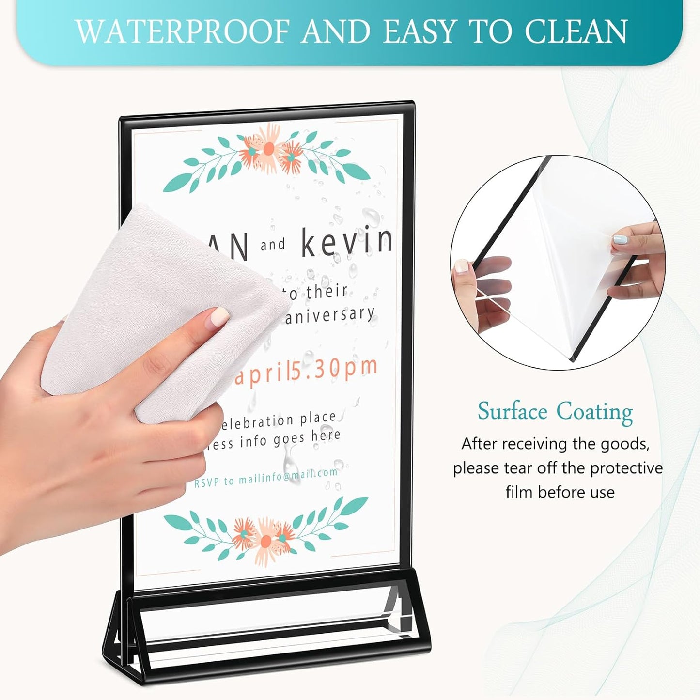 12 Pack Acrylic Sign Holders with Black Border Table Sign Number Holders Double Sided Clear Frame for Wedding Restaurant Picture Centerpiece Party Anniversary(4 x 6 Inch)(4 x 6 Inch)