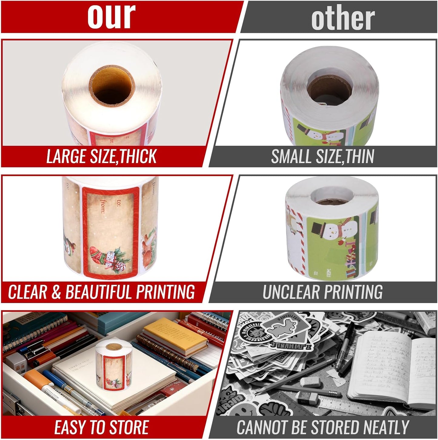 500 PCS Christmas Gift Tags Christmas Santa Claus Stickers Self Adhesive Vintage Christmas Tag Christmas Festival Holiday Decor