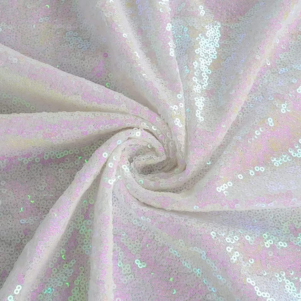 Iridescent Sequin Backdrop Curtains 2FTx8FT 2 Panels Sparkly Background Drapes for Party Wedding Birthday