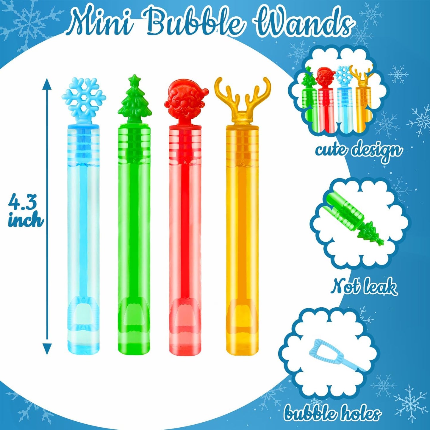 Christmas Toys Gifts Bulk for Students,Small Mini Bubble Wands Toys 64 Pack,Christmas Party Favors Supplies for Kids,Goodie Bags Stocking Stuffers School Classroom Treats Prizes for Toddler Boys Girls