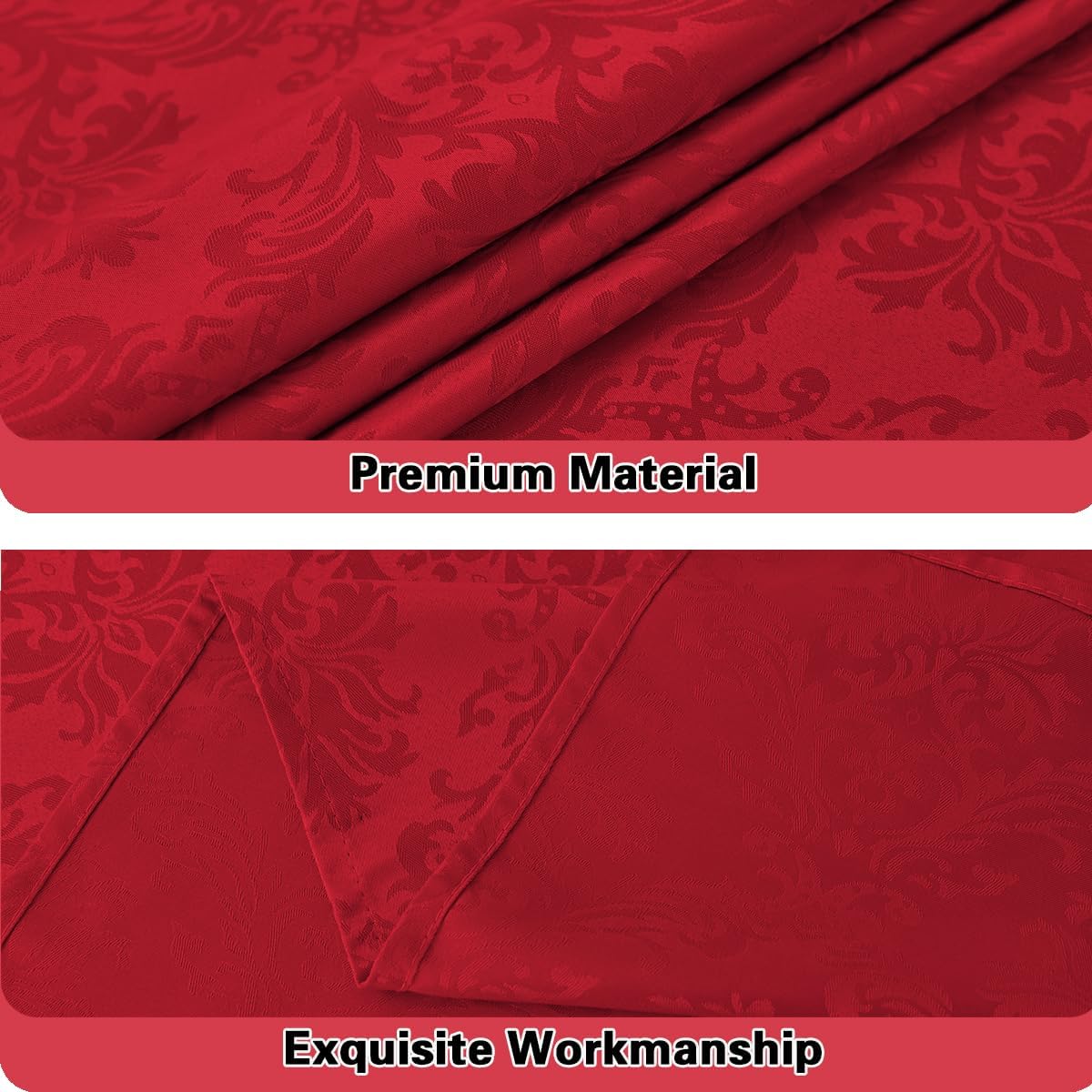 Jacquard Christmas Tablecloth Rectangle 52 x 70 Inch, Waterproof Wrinkle Free Floral Damask Table Cloth, Soft Fabric Table Cover for Xmas, Holiday, Winter, Holiday, Party, Wedding, Red