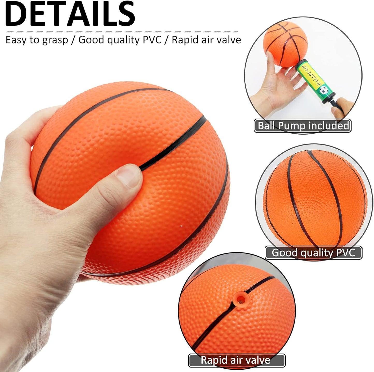 40Pcs 5" Inch Mini Basketball Balls Bulk Small Basketball Set with Pump, PVC Small Basketball for Over The Door Basketball Hoop Games Party Favors Indoor Outdoor Play Adults Kids Pool Beach Basketball
