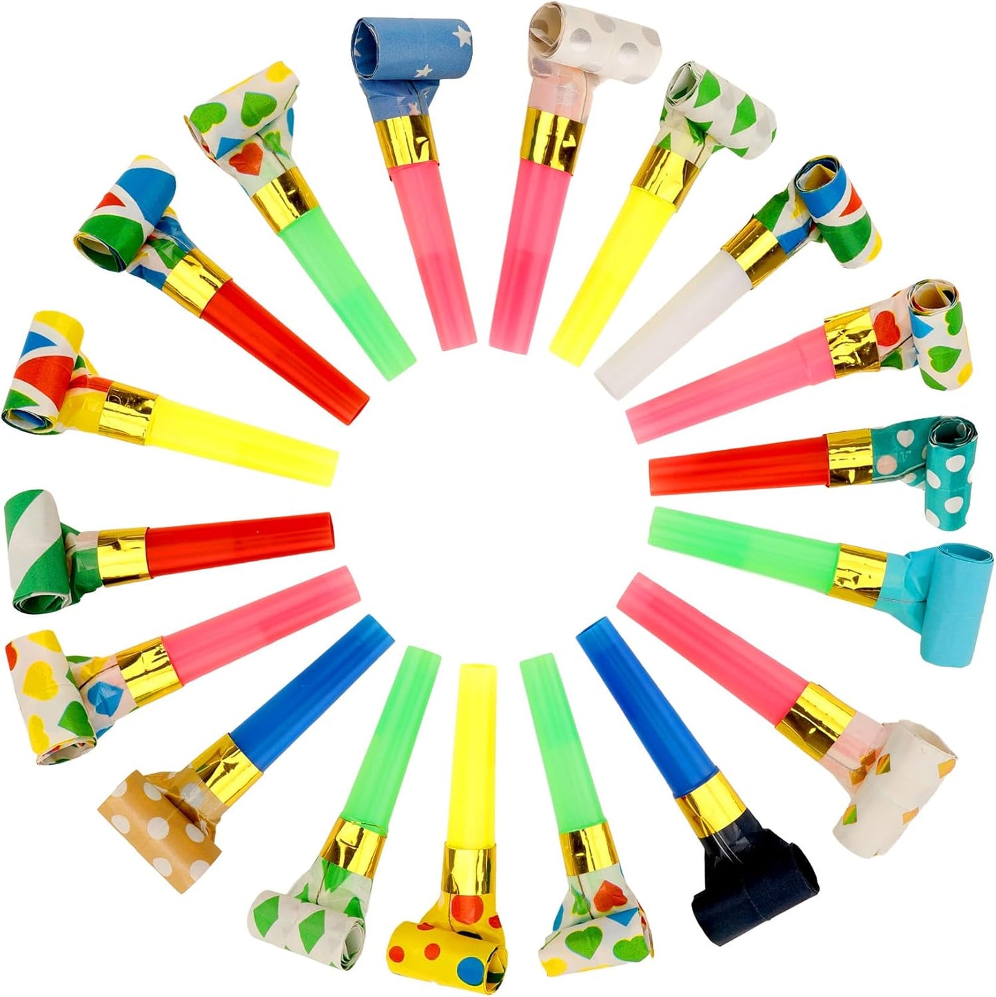 100 PCS Party Blowers, Party Blowers for Kids, Party Blowouts, Party Noise Makers Horns, Colorful Birthday Blowers Noisemakers Blow Horns Party Whistles Favors for Birthday Christmas New Years Events
