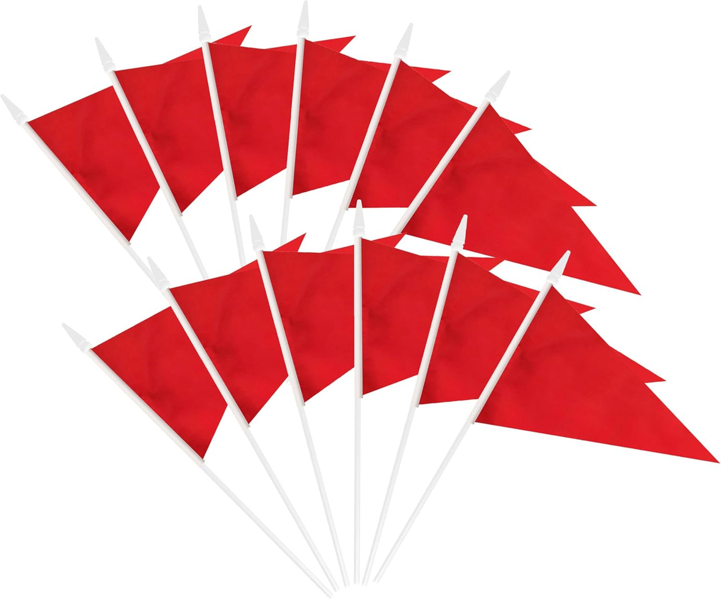 12 Pack Red Pennant Flags Small Mini Hand Held Solid Color Pennant On Sticks Flags with 12.6"Solid Pole & Spear Top,Party Events Celebration,School,Grand Opening,Kids Birthday,Sports Clubs,Flower Pot