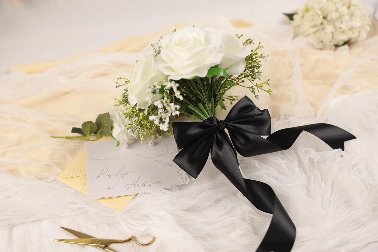 Black Satin Ribbon 1-1/2 inch X Continuous 100 Yards, Single Face Polyester Ribbon Perfect for Gift Wrapping, Flower Bouquet, Wedding Decor, Crafts, Bow Making, Sewing and More