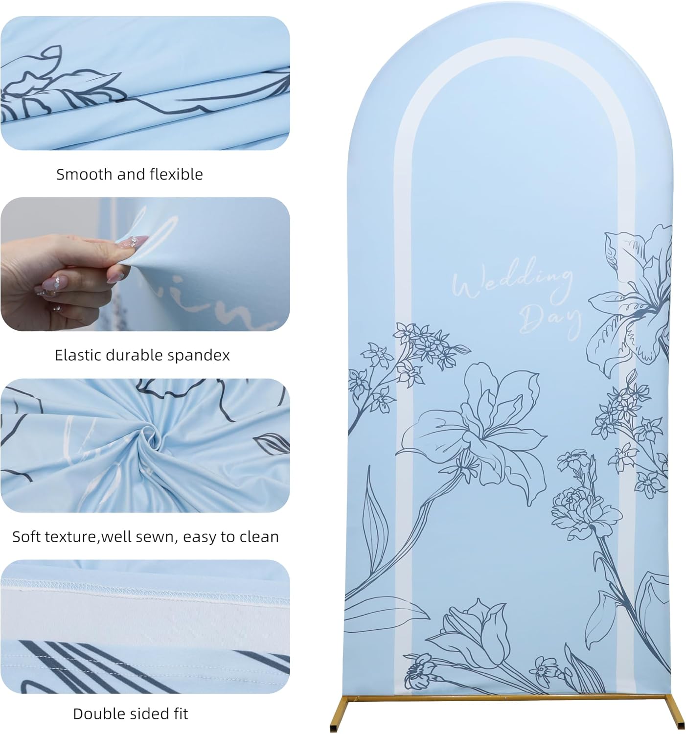 Wedding Arch Cover 6.6FT Spandex Arch Backdrop Cover Stretchy Backdrop for Wedding Birthday Party Decoration Baby Shower