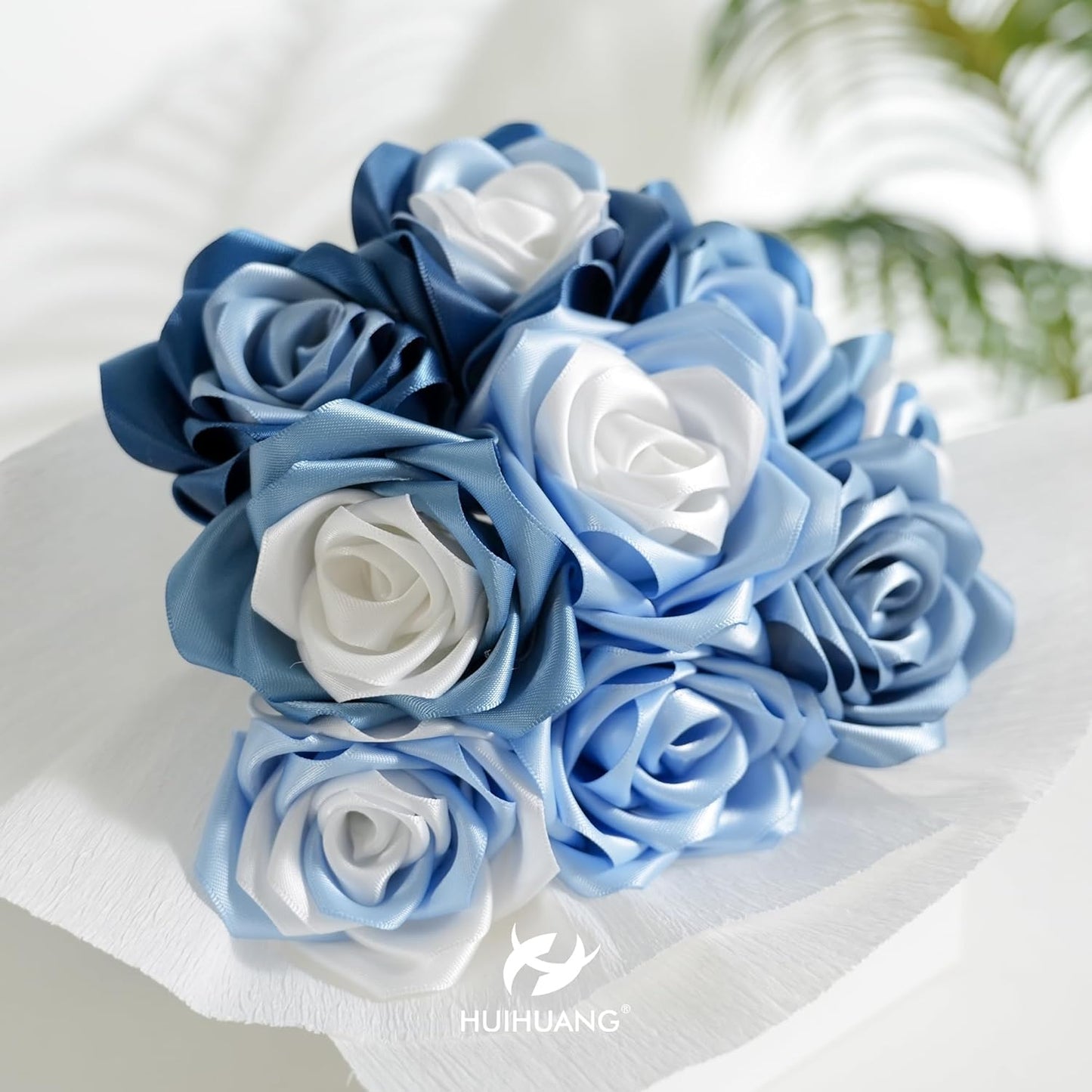 HUIHUANG Slate Blue Ribbon 1-1/2 inch Double-Faced Satin Ribbon 50 Yards Blue Silk Satin Ribbon for Wedding, Crafts, Gift Wrapping, Flower Bouquet Wrap, Invitations, Holiday Decor, Bows Making