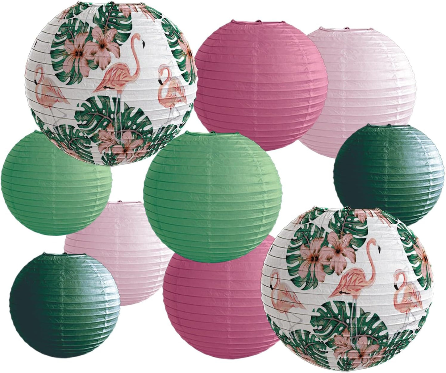 Jungle Tropical Flamingo Theme Bohemian Paper Lantern set10pcs for Birthdays Classrooms Baby Shower Party Decorations Hawaiian Luau Summer Beach Bachelorette Decor