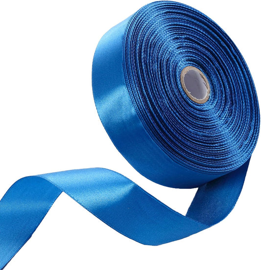1" x 50 Yards Royal Blue Satin Ribbon Single Faced Fabric Ribbons for Gift Wrapping, Crafting, Bows Making, Flower Bouquet, Wedding, Home Decor