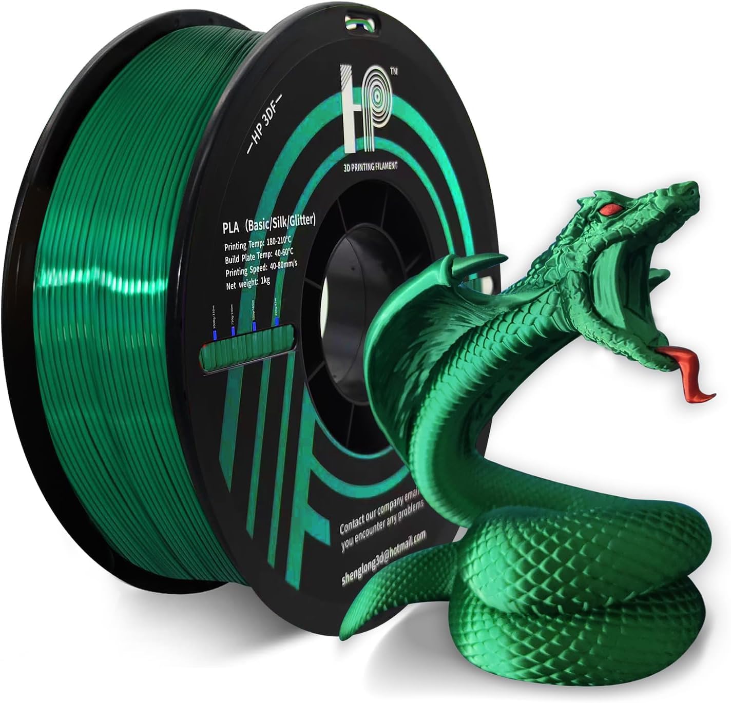 PLA Filament, Silk PLA, 3D Printer Filament, PLA Filament 1.75mm Dimensional Accuracy +/- 0.02mm, 1KG Spool (2.2 lbs), Fit Most FDM Printer (Silk Green)