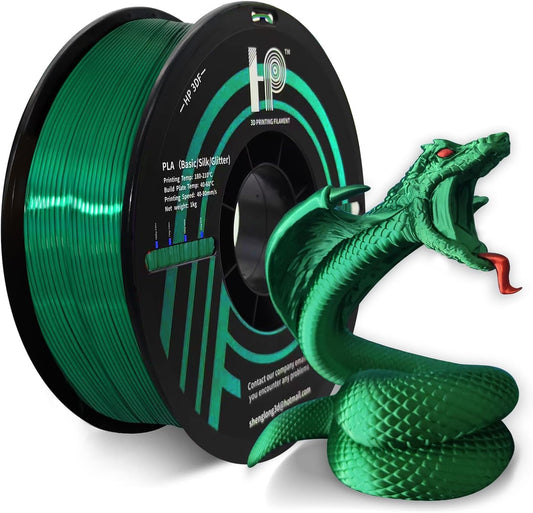 PLA Filament, Silk PLA, 3D Printer Filament, PLA Filament 1.75mm Dimensional Accuracy +/- 0.02mm, 1KG Spool (2.2 lbs), Fit Most FDM Printer (Silk Green)