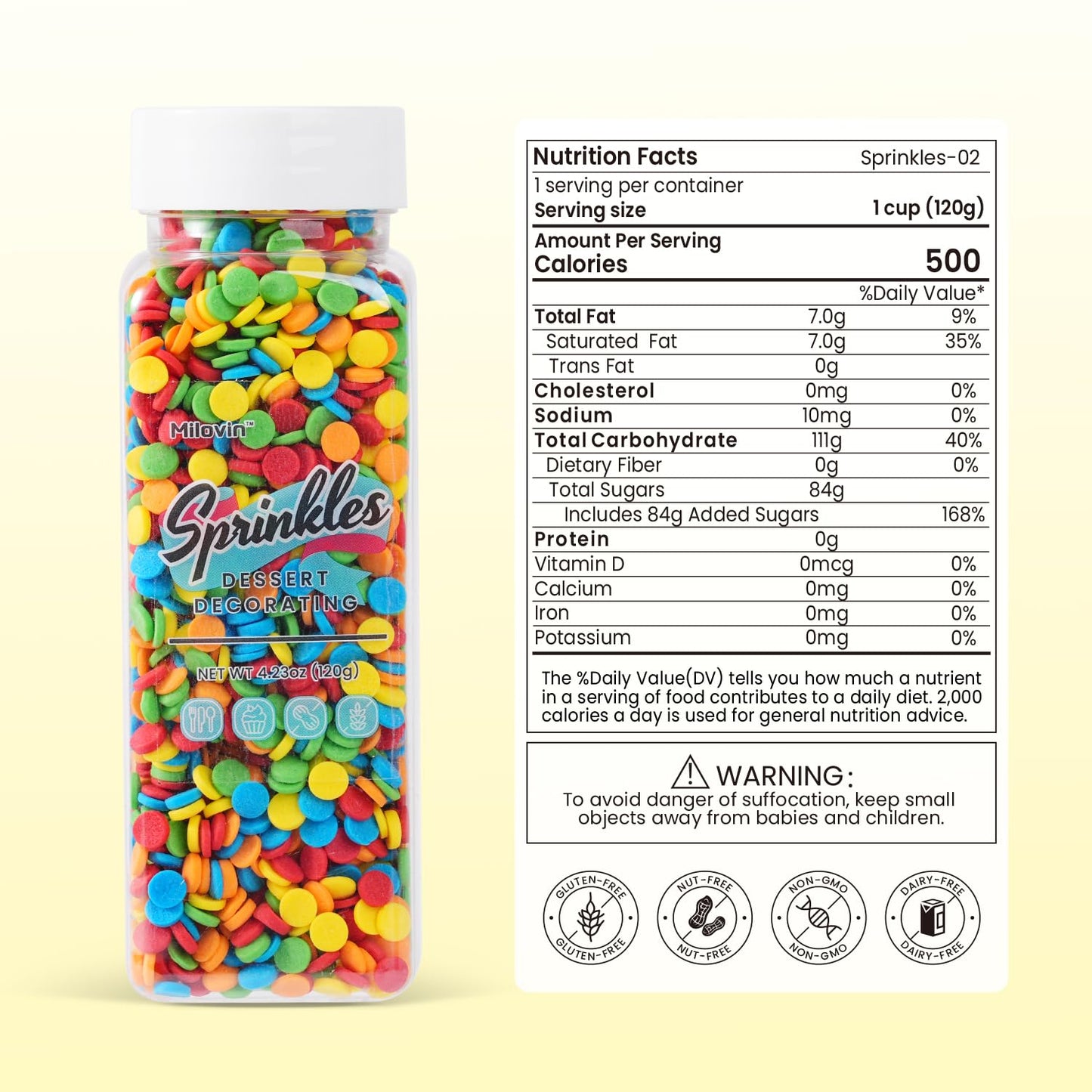 Edible Confetti Sprinkles, Rainbow Sprinkles for Cake Decorating, Round Sprinkles for Cupcakes, Cakes, Cookies, Cake Toppers, Ice Cream(120g/4.23oz)