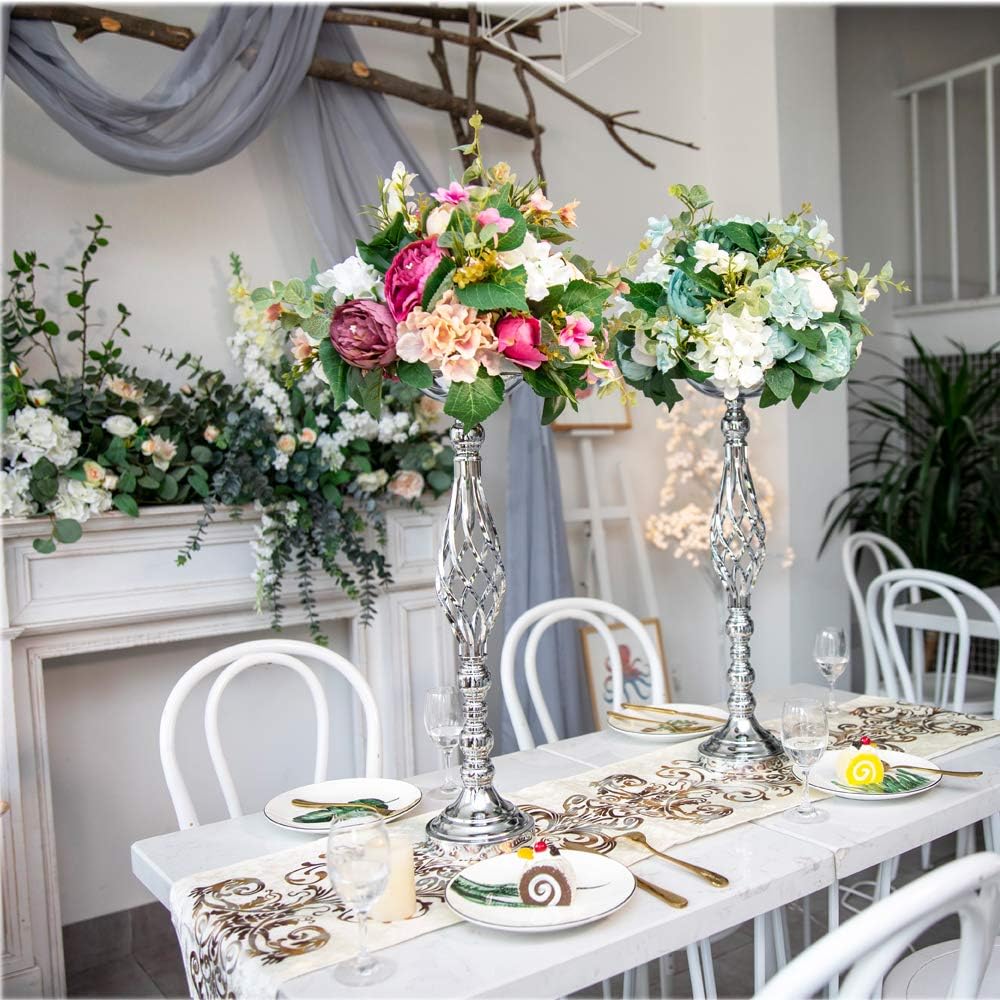 Twist Candleholder Stands & Metal Centerpieces for Reception Tables - Wedding Flower Arrangement Vases for Home Decor
