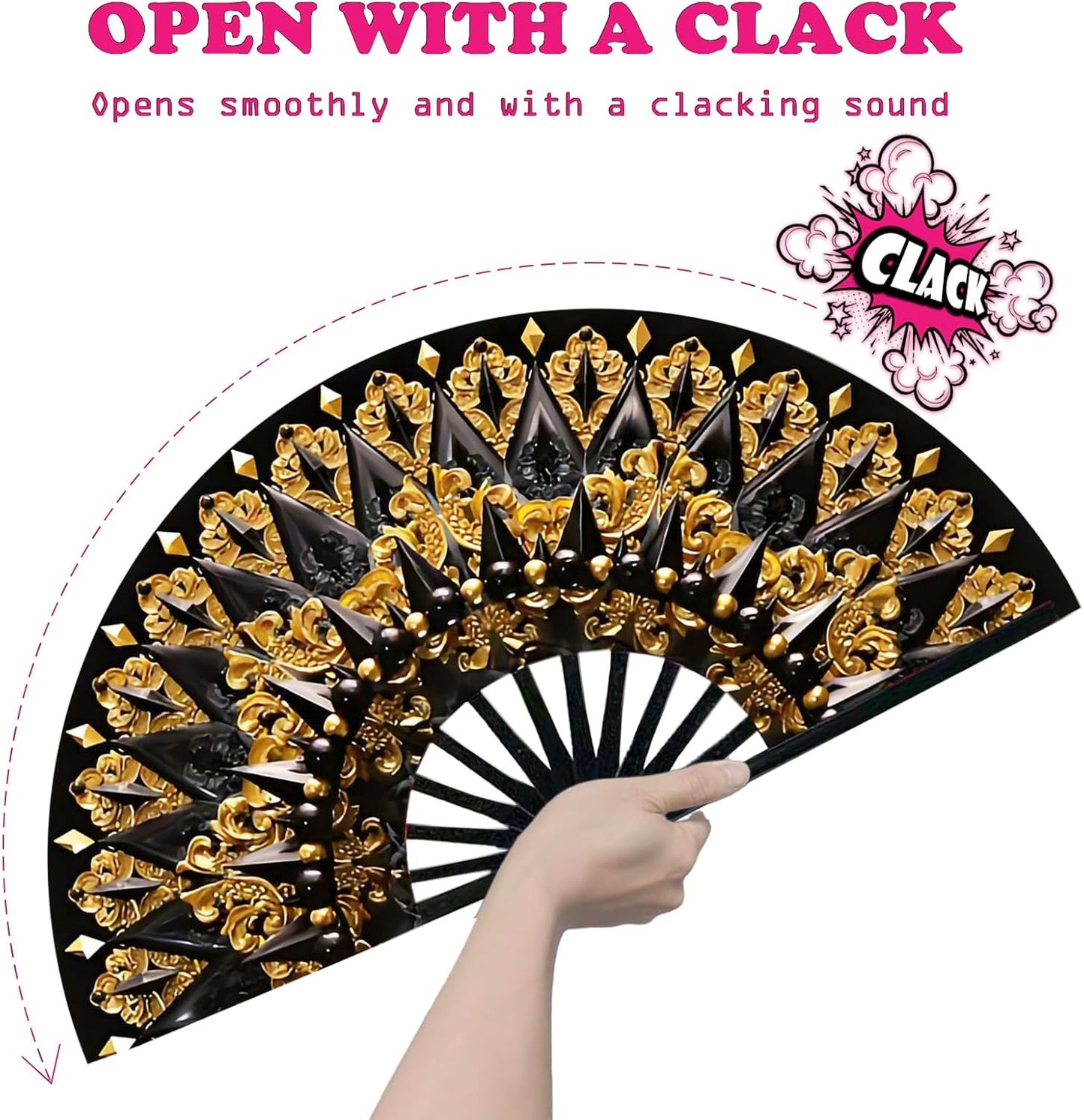 Boots on The Ground Fan, Large Folding Hand Fan for Women and Men, Popping Fans for Line Dancing for Raves, EDM, Dance Party, and Home Decoration