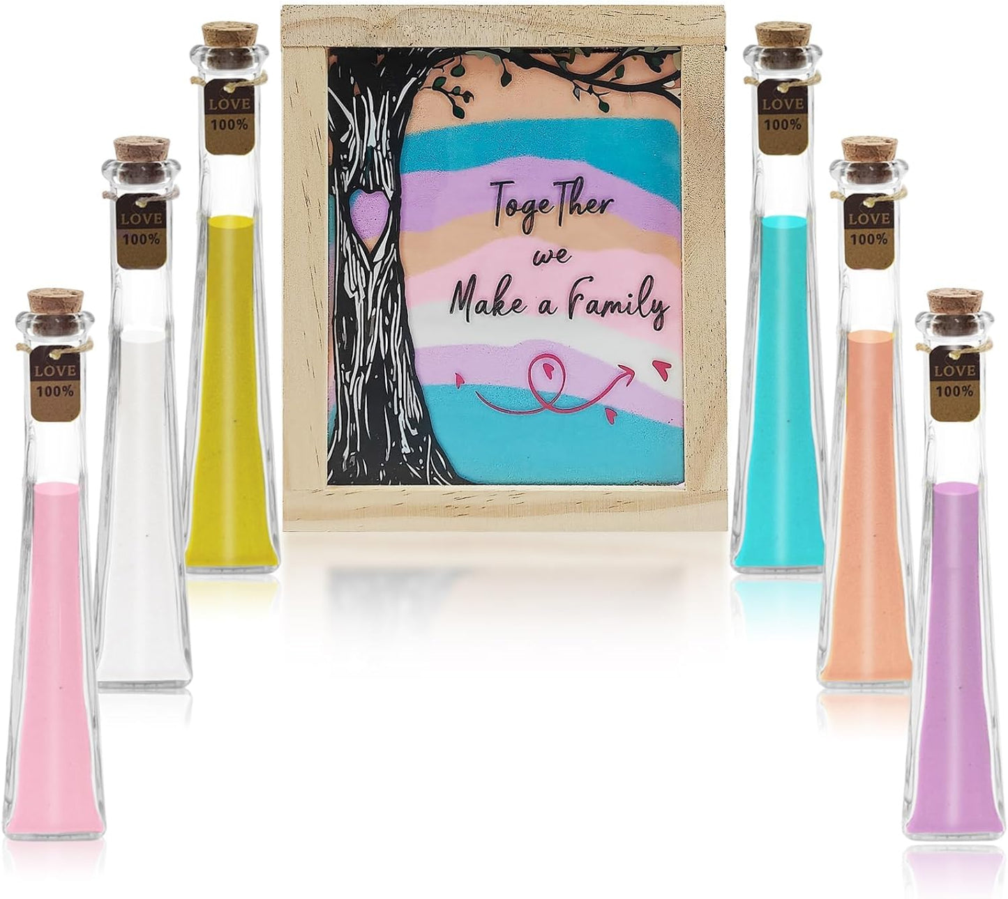 Wedding Unity Sand Ceremony Kit Sand Ceremony Kit for Weddingwith Wood Box 6 Vase 6 Unity for Weddings Bridal Party