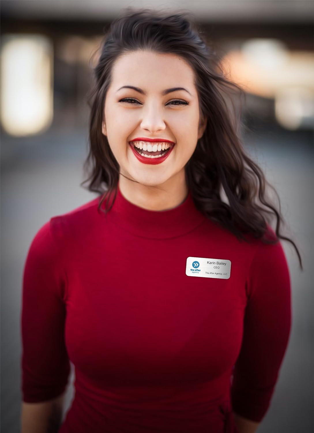 Custom Name Tag with Logo - Personalized Name Badge with Magnet Backing - Choose Your Size and Color (Silver Metal 3"x1.25" - Logo on Left)