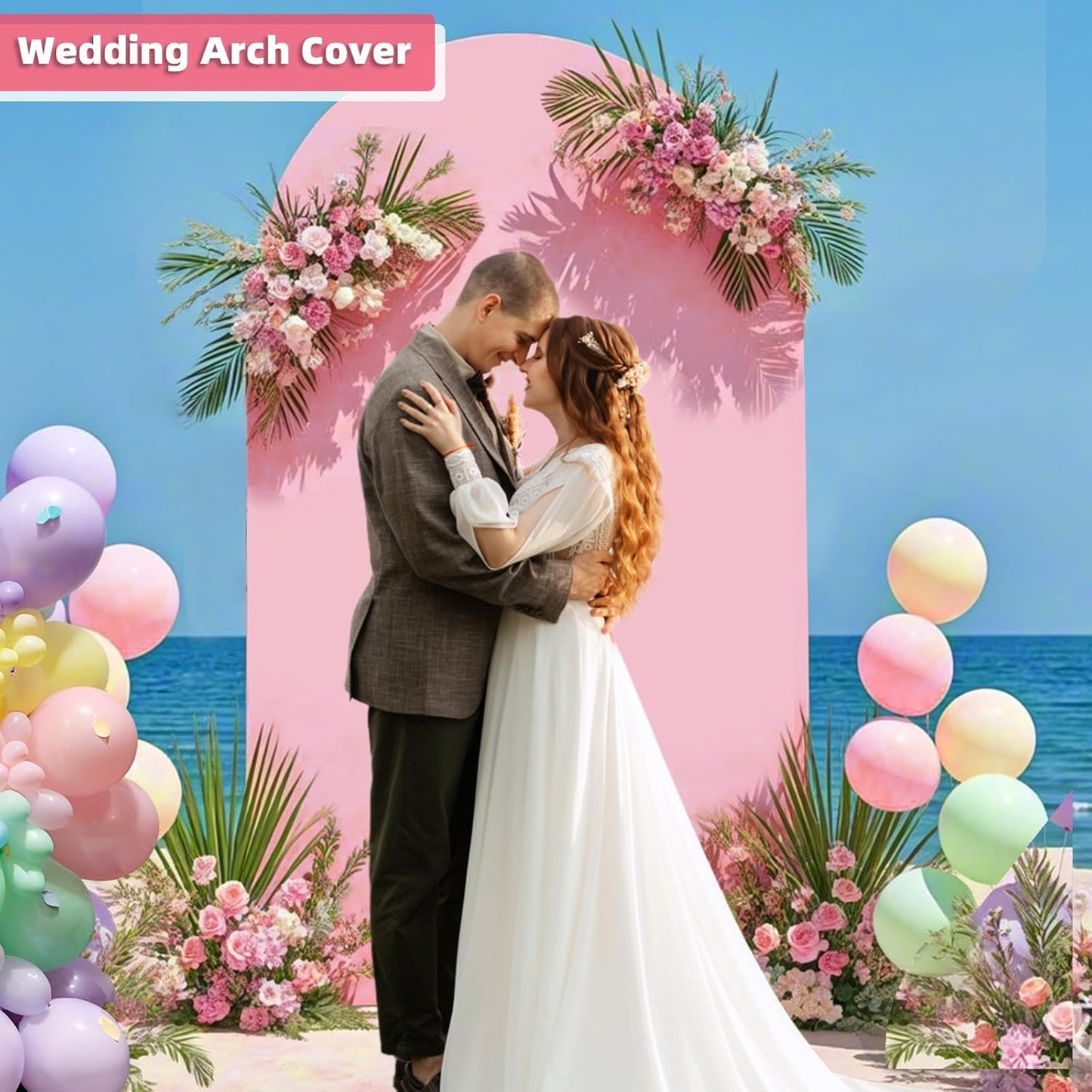 HEMMOTOP Pink Arch Backdrop Cover 7.2 ft (No Arch Stand), Spandex Arch Covers Stretchy Backdrop for Balloon, Birthday Party, Baby Shower, Banquet Arch Decoratio