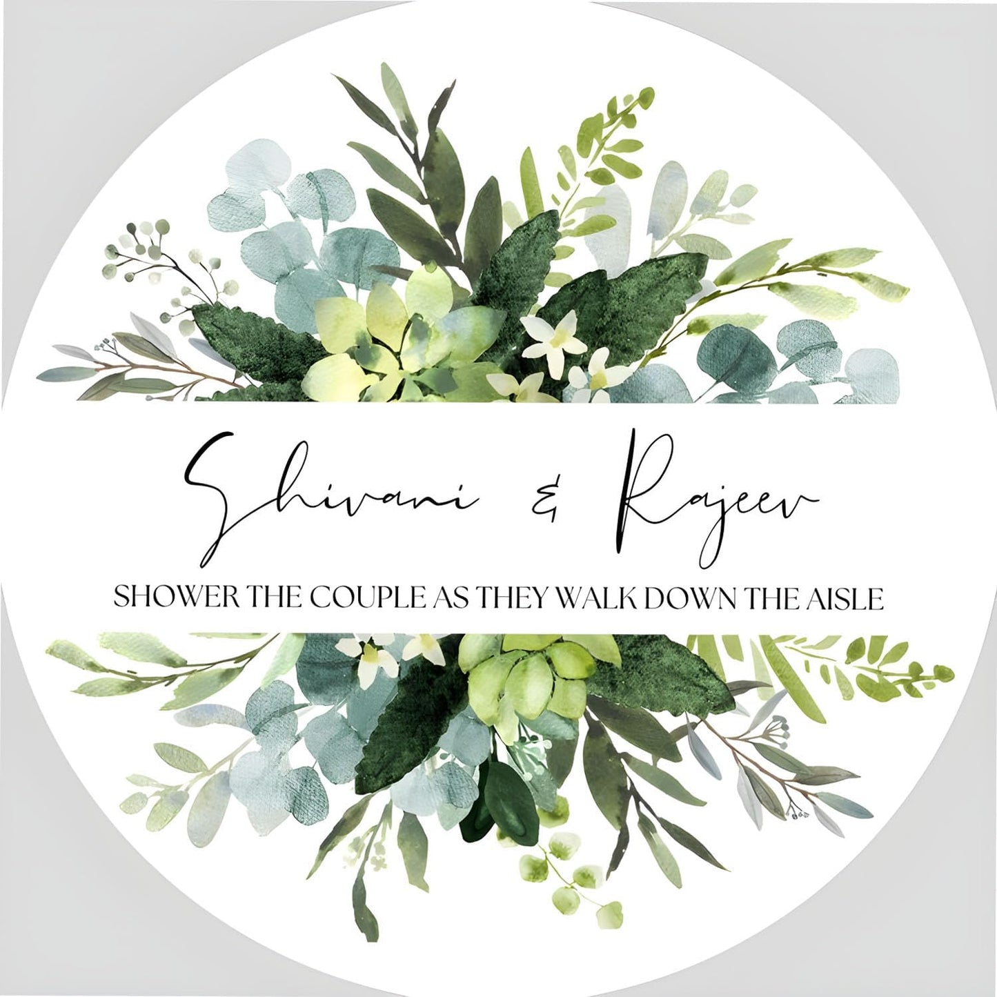 Custom Stickers for Weddings, Birthdays & Businesses - Personalized Labels with Your Logo - Waterproof, Fade and Heat Resistant - Pack of 100-1000 (Wreath Q, 3.5 Inch)