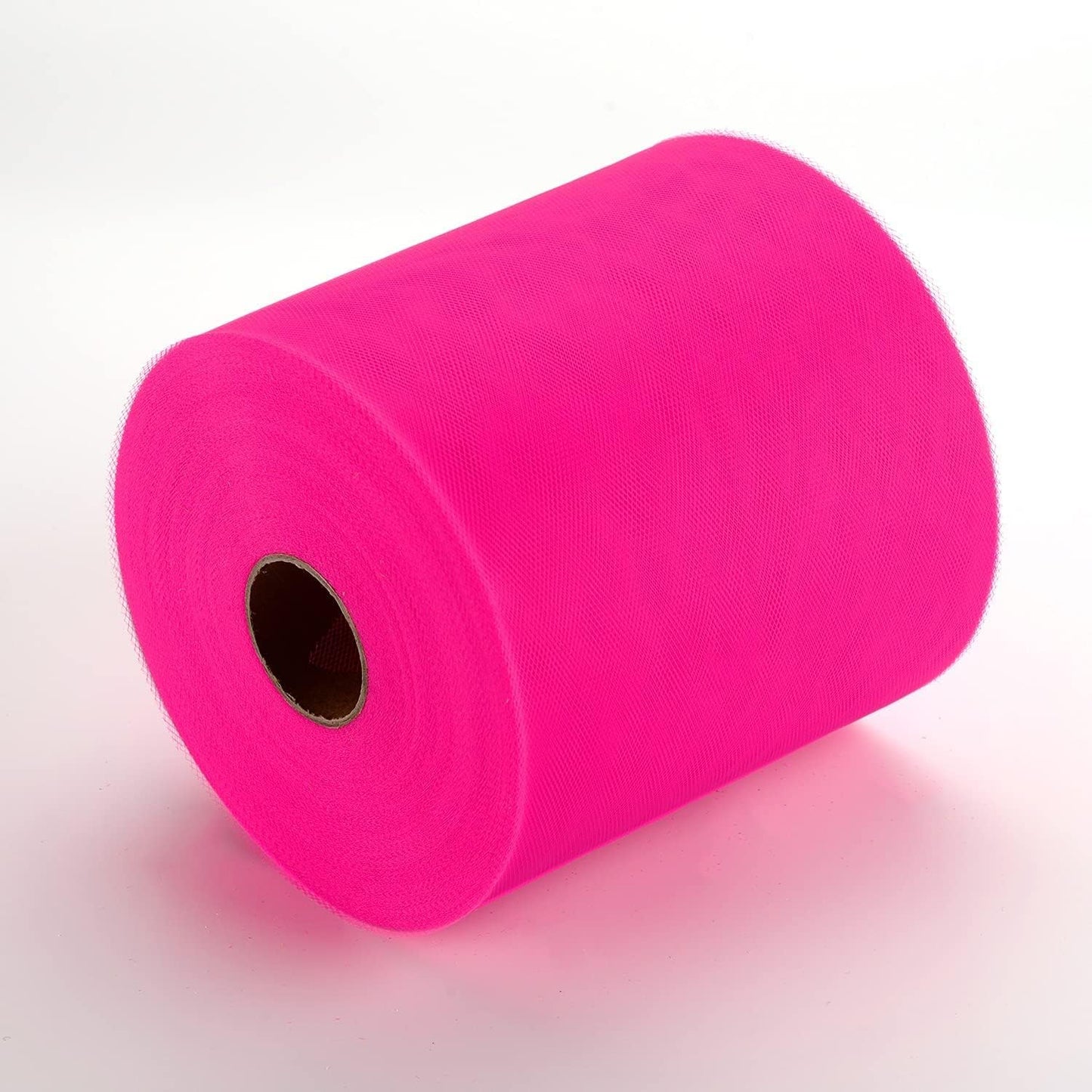 Tulle Fabric Roll, 6” by 200 Yards (600FT) Tulle Organza Fabric Spool for DIY Tutu Skirt Baby Shower Decor Wedding Backdrop Crafts Birthday Party Supplies (Dark Pink)