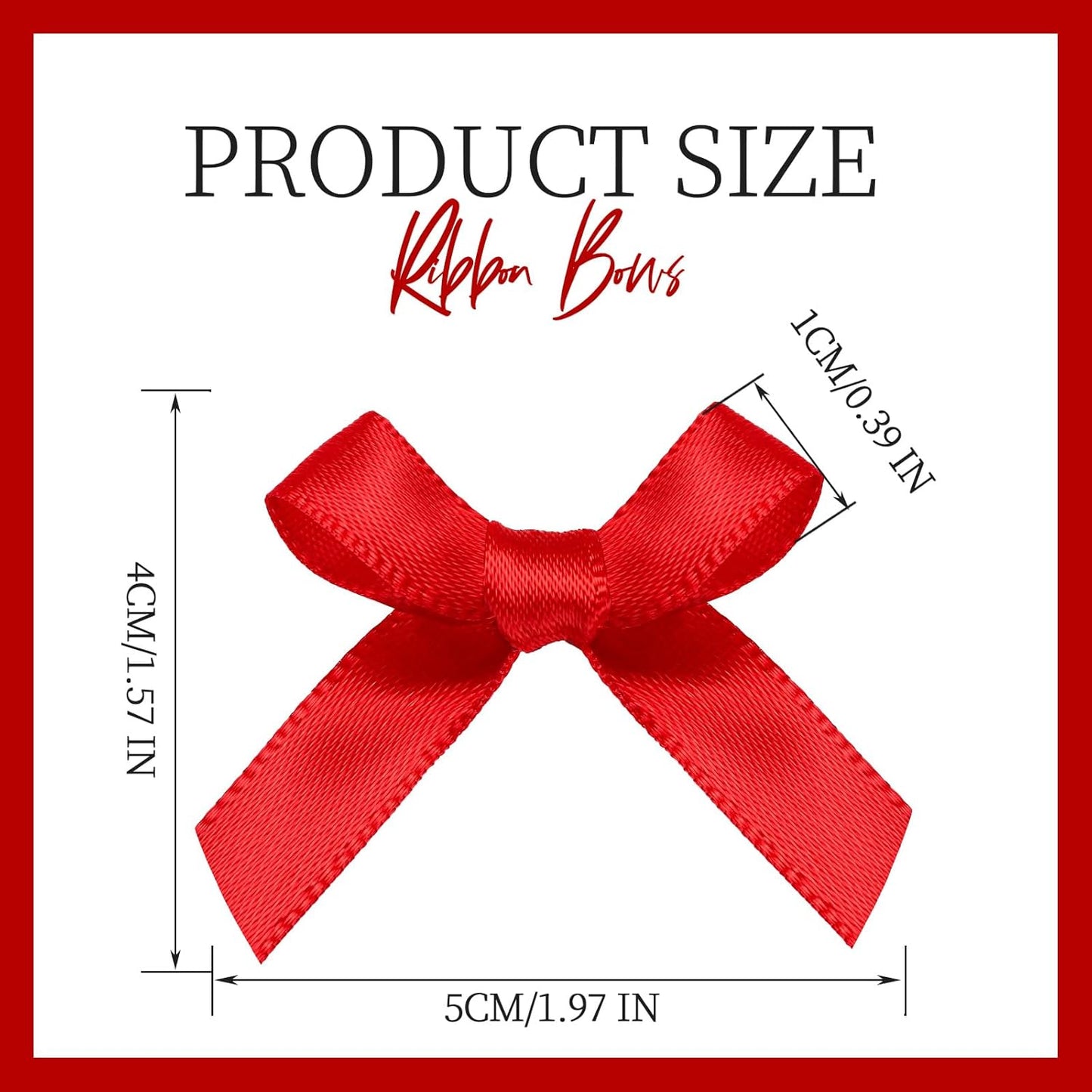 YGDZ 50 PCS Mini Red Bows, Red Satin Ribbon Bows, Small Bows for Crafts, Tiny Bow for Mother Day, Party Decorations, Balloon, Gift Box Packaging