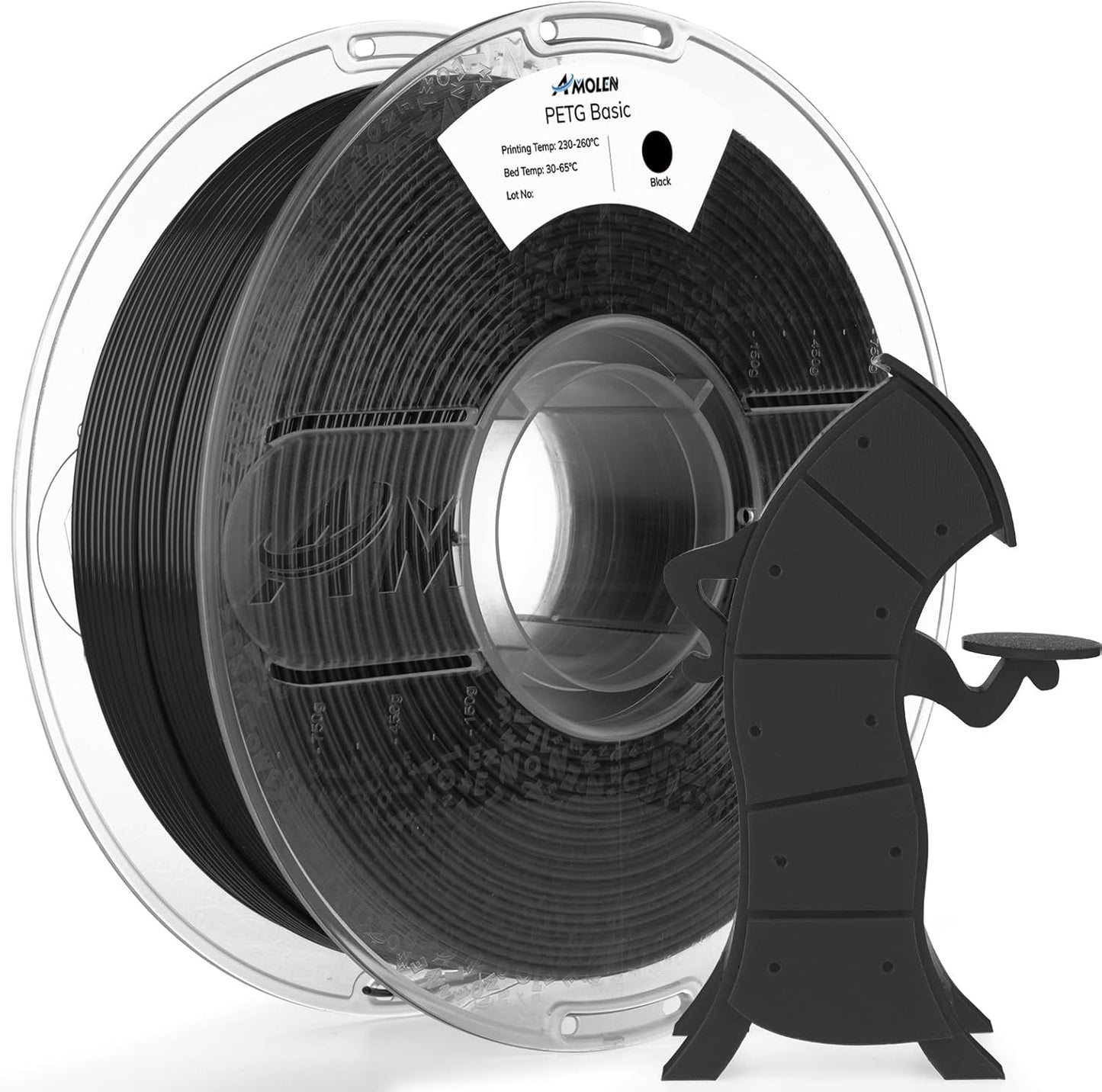 AMOLEN Rapid PETG Basic 3D Printer Filament 1.75mm +/-0.02mm,500mm/s High Speed Strong Toughness Black 1KG/2.2lb