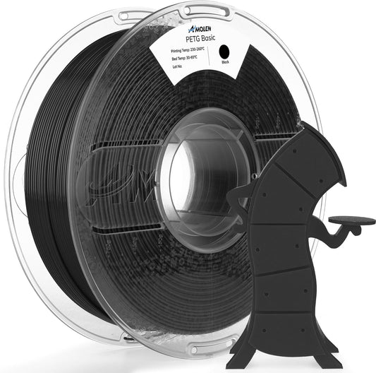 AMOLEN Rapid PETG Basic 3D Printer Filament 1.75mm +/-0.02mm,500mm/s High Speed Strong Toughness Black 1KG/2.2lb