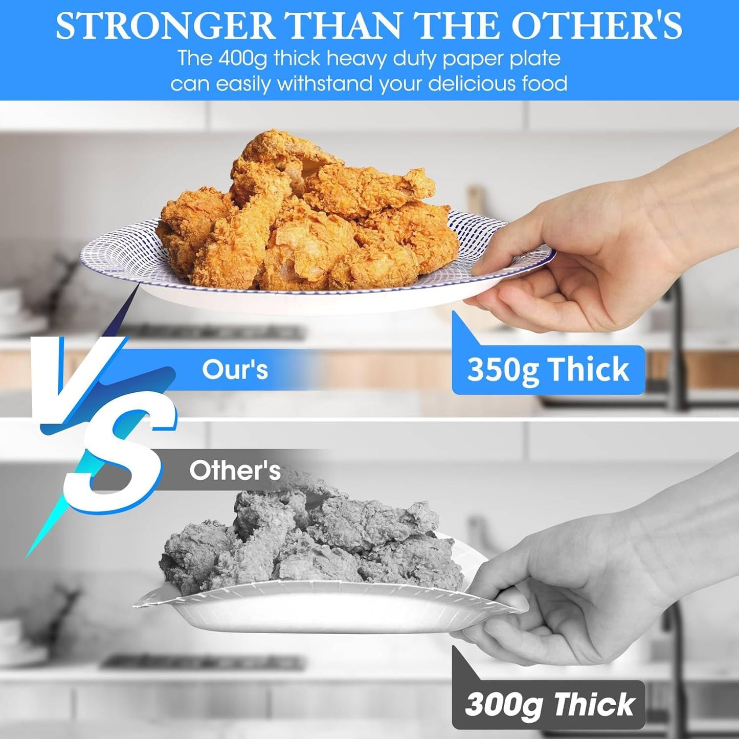 90 Pcs Paper Plates 10 Inch Bulk Thick Heavy Duty Disposable Plates Printed Blue and White Plate for Party, Wedding, Birthday, Tea, Picnic Barbecue, Everyday Use, Soak Proof, Cut Proof