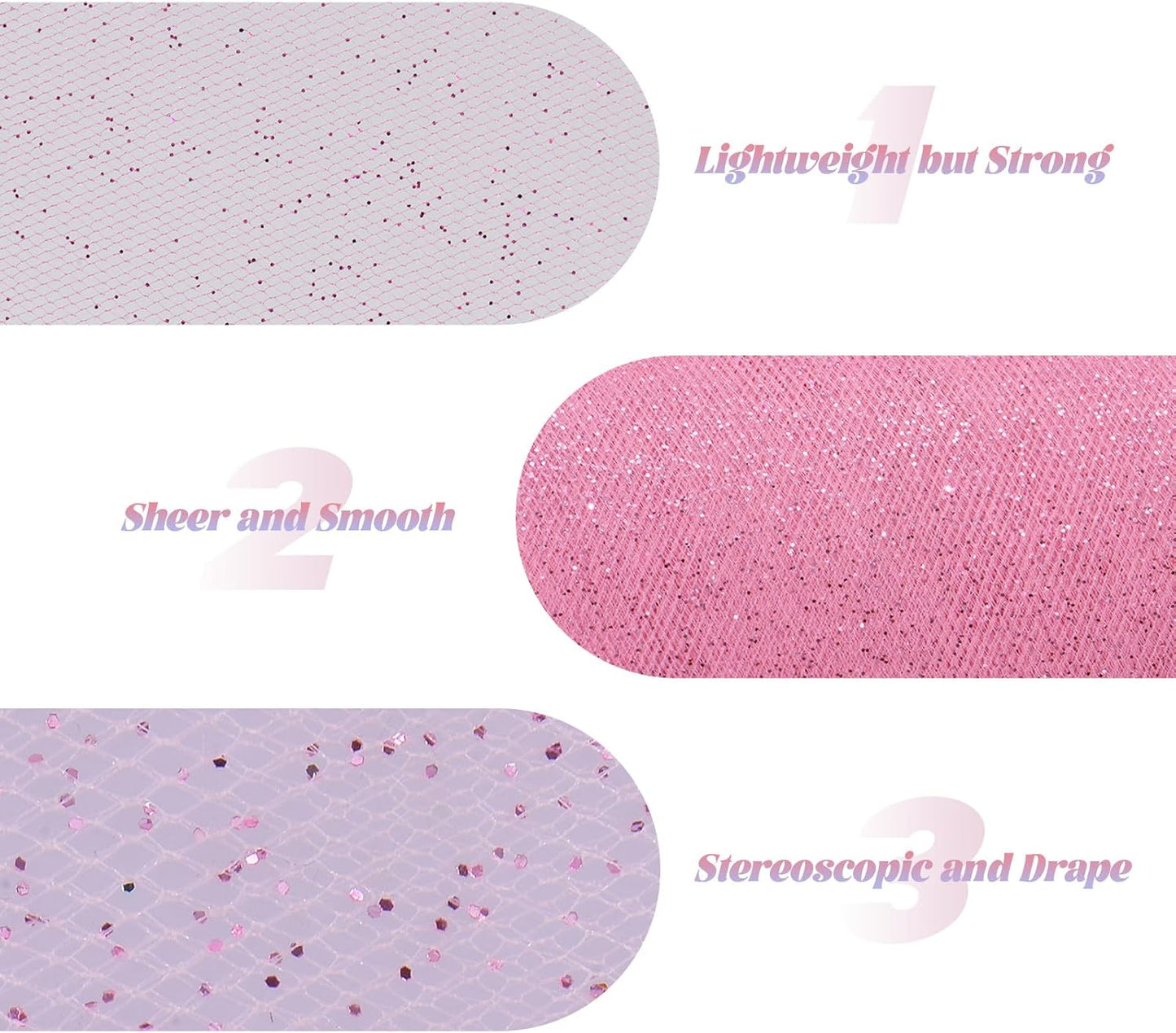Glitter Tulle Rolls 6” by 50 Yards Sparkle Tulle Fabric Ribbon Sequin Tulle Netting Rolls for DIY Tutu Skirt Wedding Birthday Party Decoration (Pink)