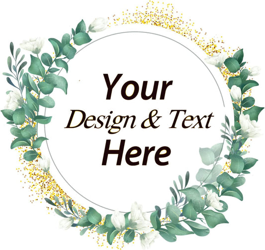 Custom Stickers for Weddings, Birthdays & Businesses - Personalized Labels with Your Logo - Waterproof, Fade and Heat Resistant - Pack of 100-1000 (Wreath V, 1.5 Inch)