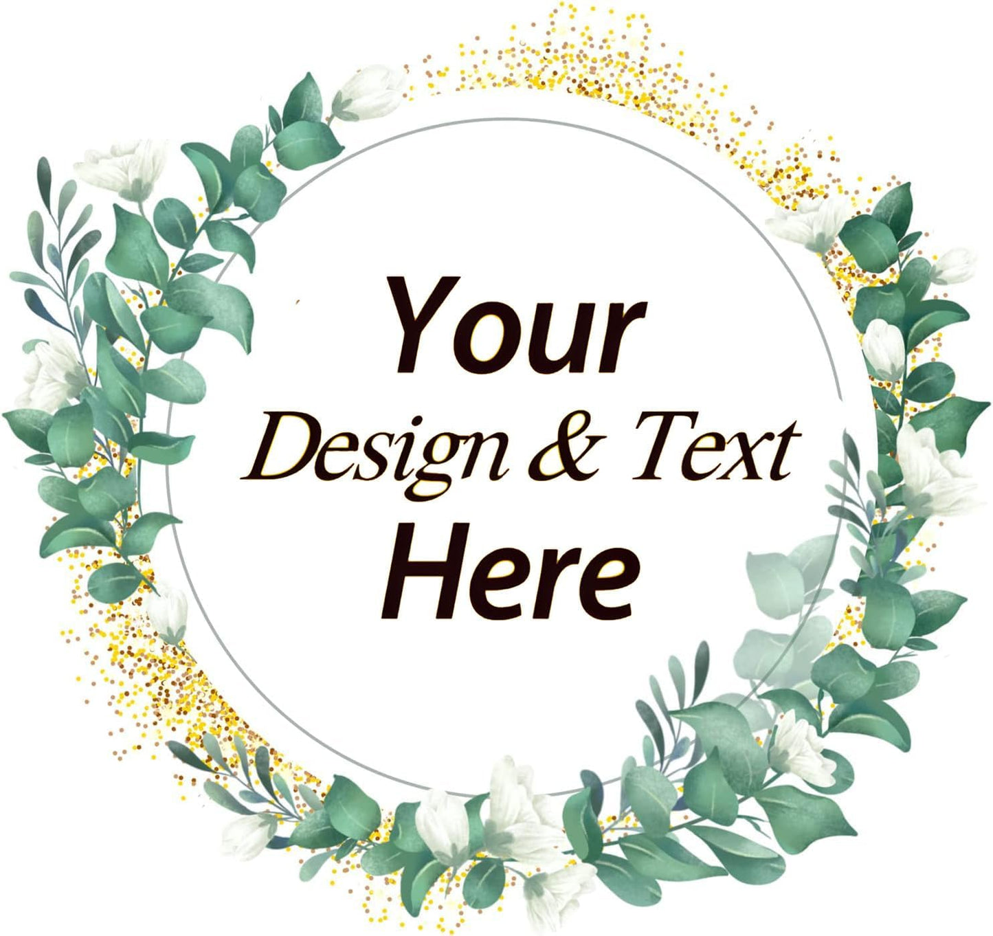 Custom Stickers for Weddings, Birthdays & Businesses - Personalized Labels with Your Logo - Waterproof, Fade and Heat Resistant - Pack of 100-1000 (Wreath V, 4 Inch)
